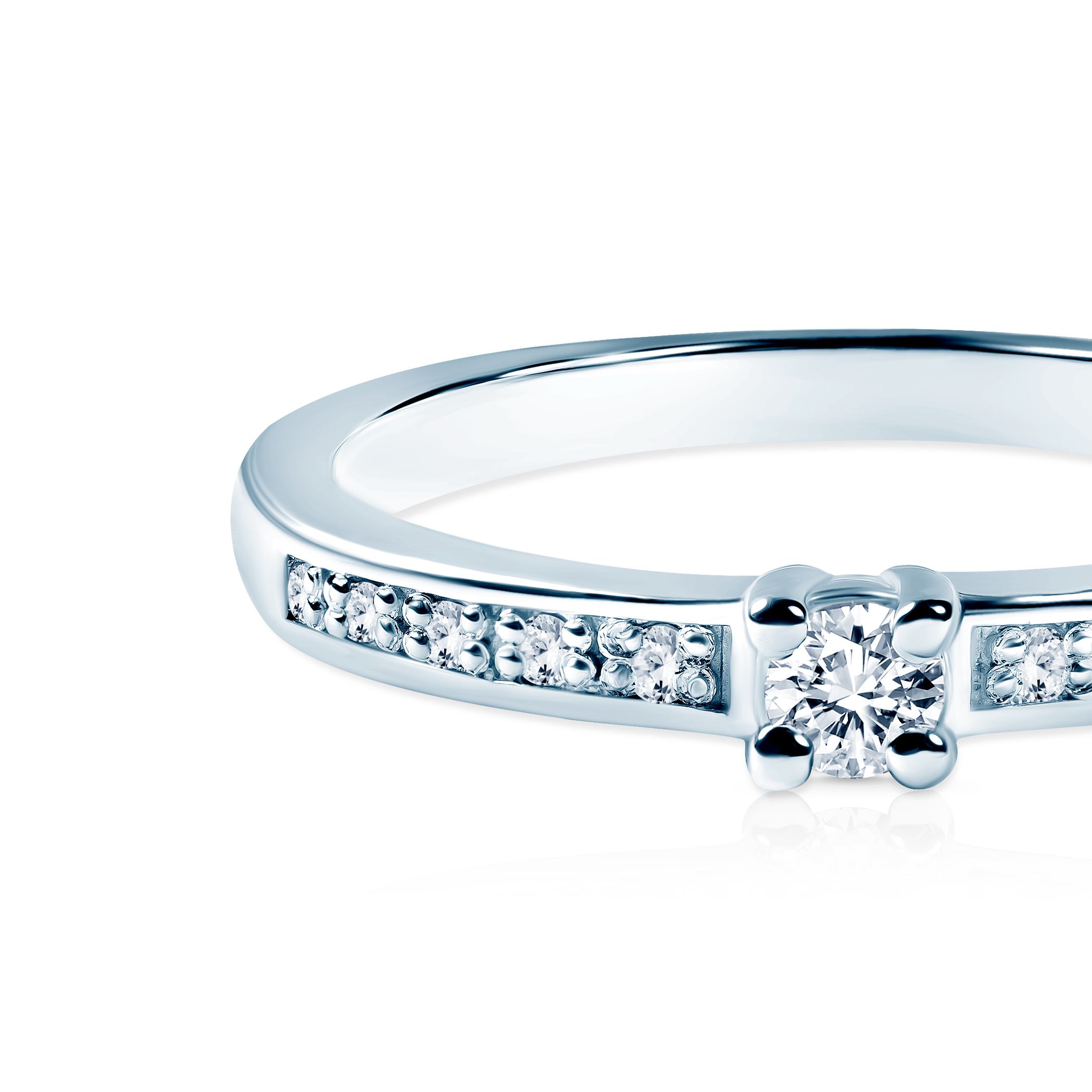 Pierścionek zaręczynowy Savicki: białe złoto, diamenty