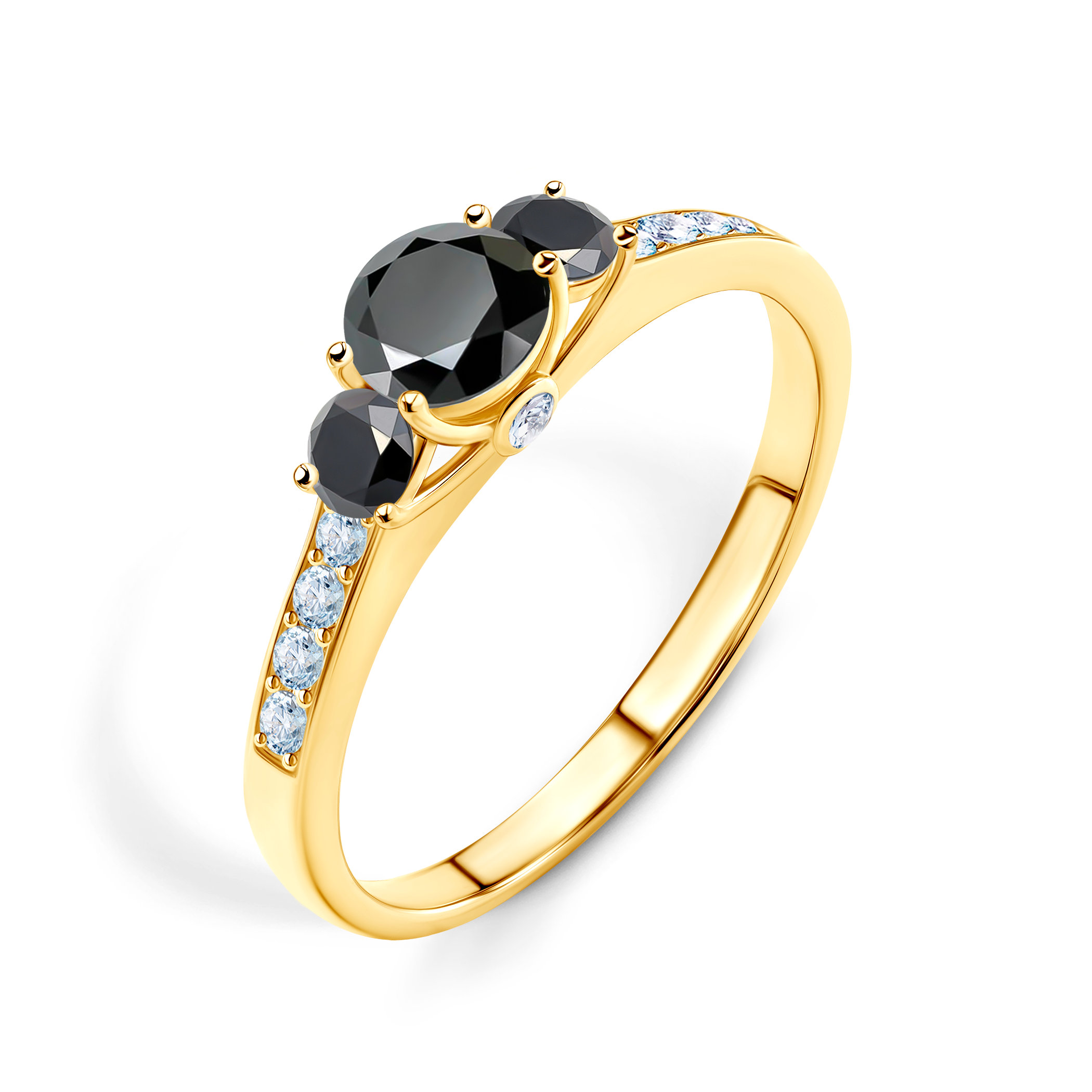 Pierścionek zaręczynowy Dream: złoty, czarny diament 0,30 ct