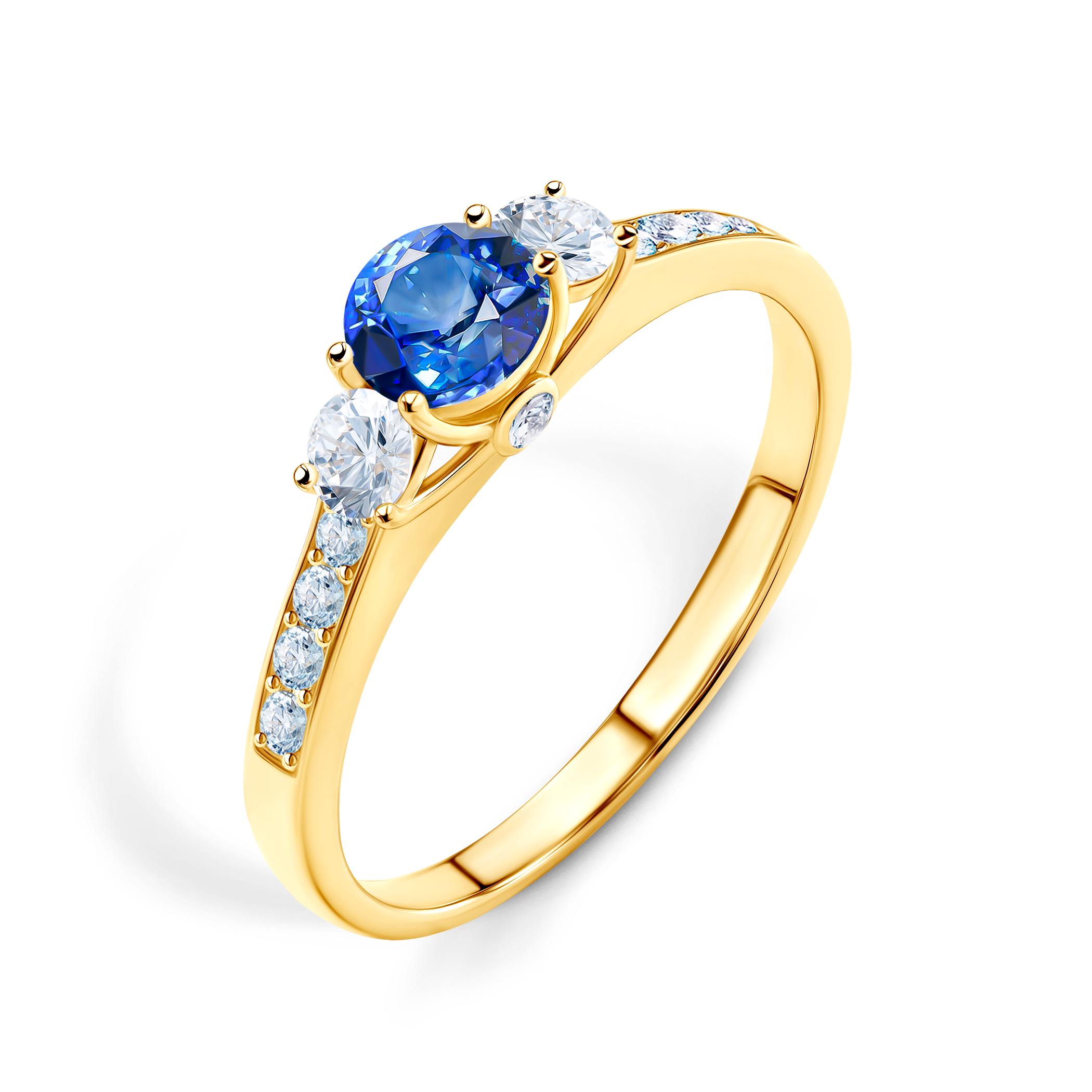 Pierścionek zaręczynowy Dream: złoty, niebieski szafir