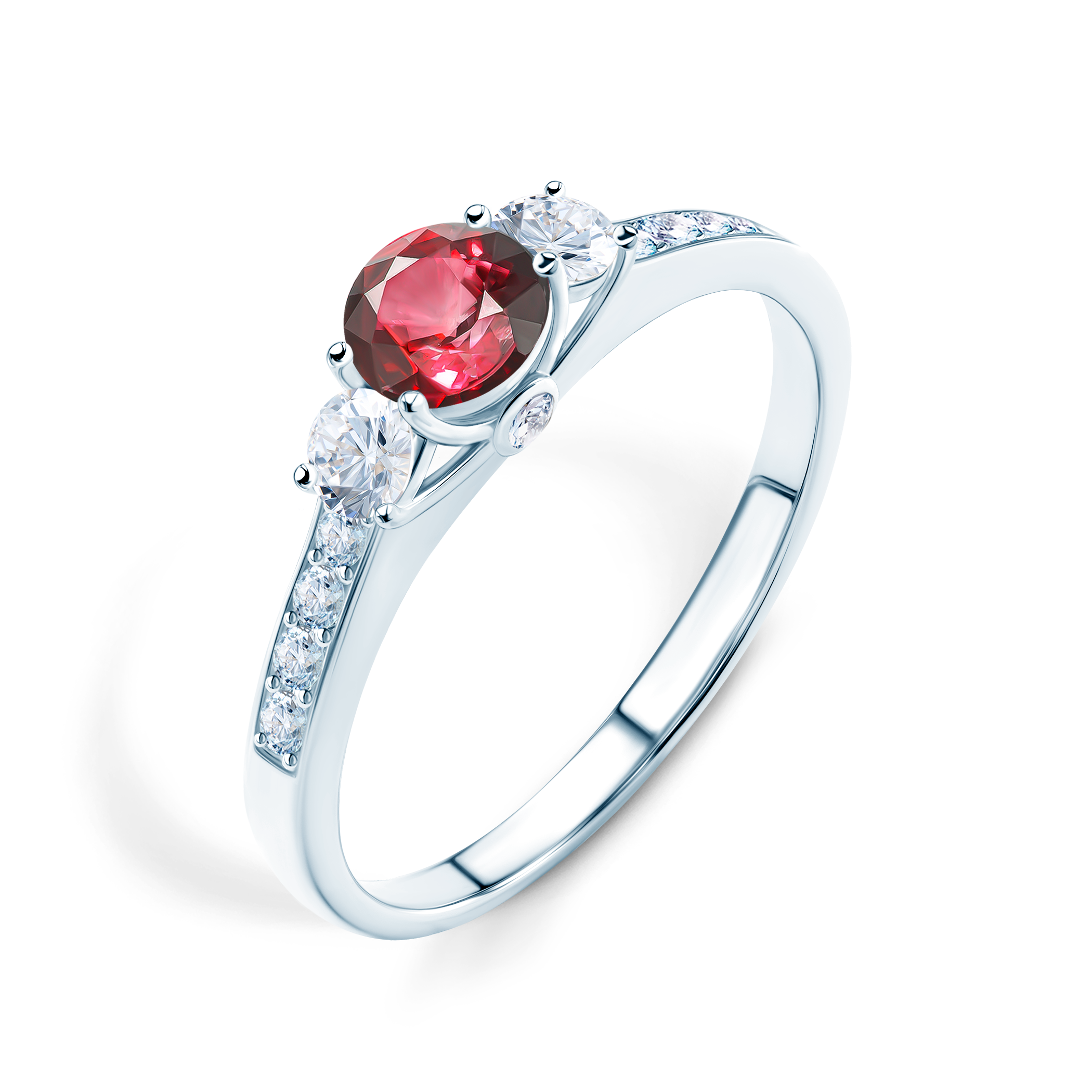 Pierścionek zaręczynowy Dream: białe złoto, rubin