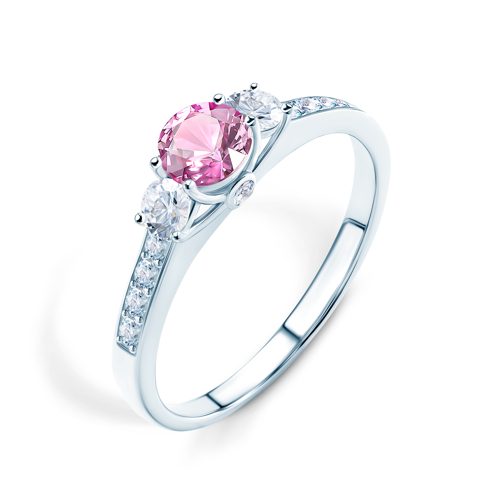 Pierścionek zaręczynowy Dream: białe złoto, różowy szafir