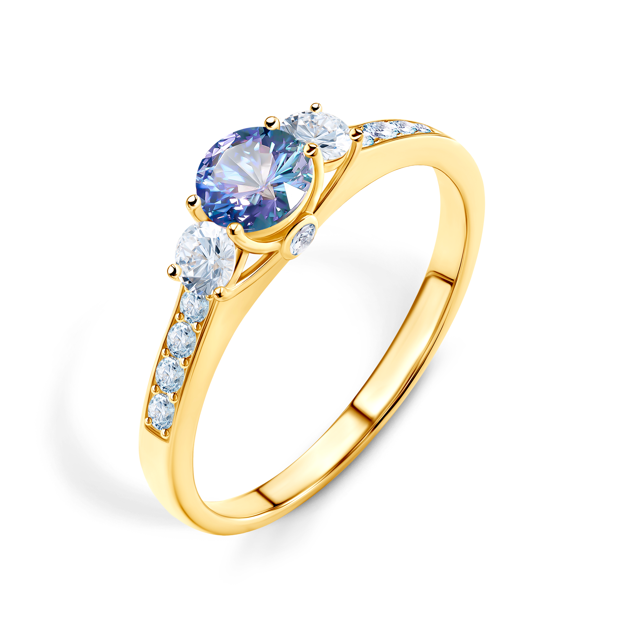 Pierścionek zaręczynowy Dream: złoty, tanzanit