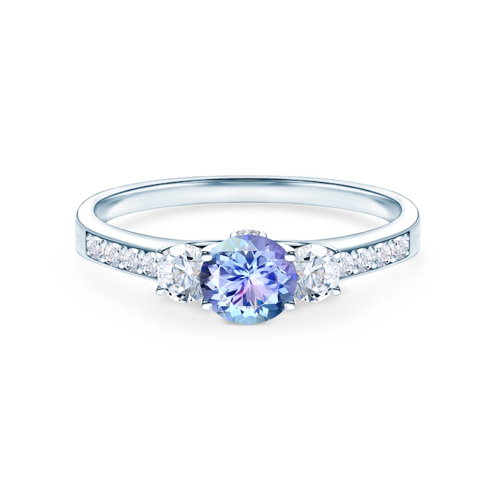 Dream Collection | Three-Stone Engagement Ring: white gold, tanzanite