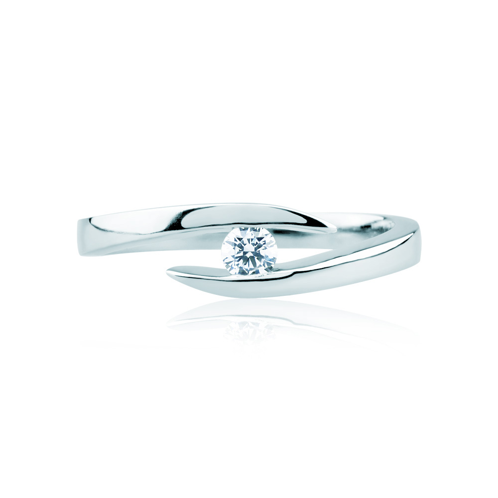 Pierścionek zaręczynowy Minimalism: białe złoto, diament