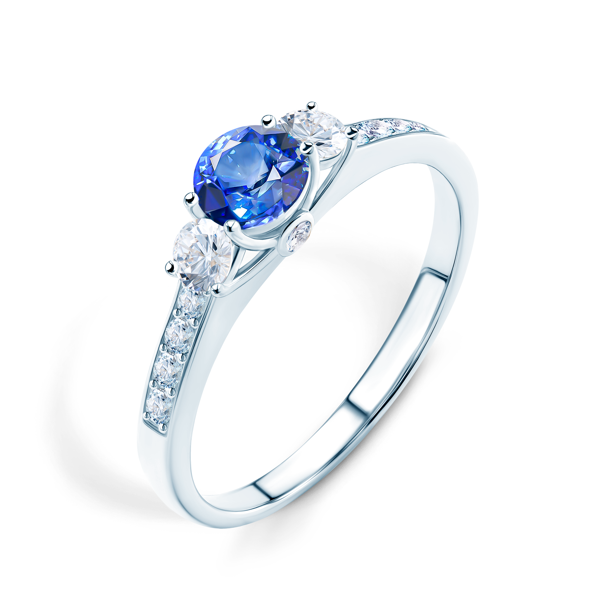 Pierścionek zaręczynowy Dream: białe złoto, niebieski szafir
