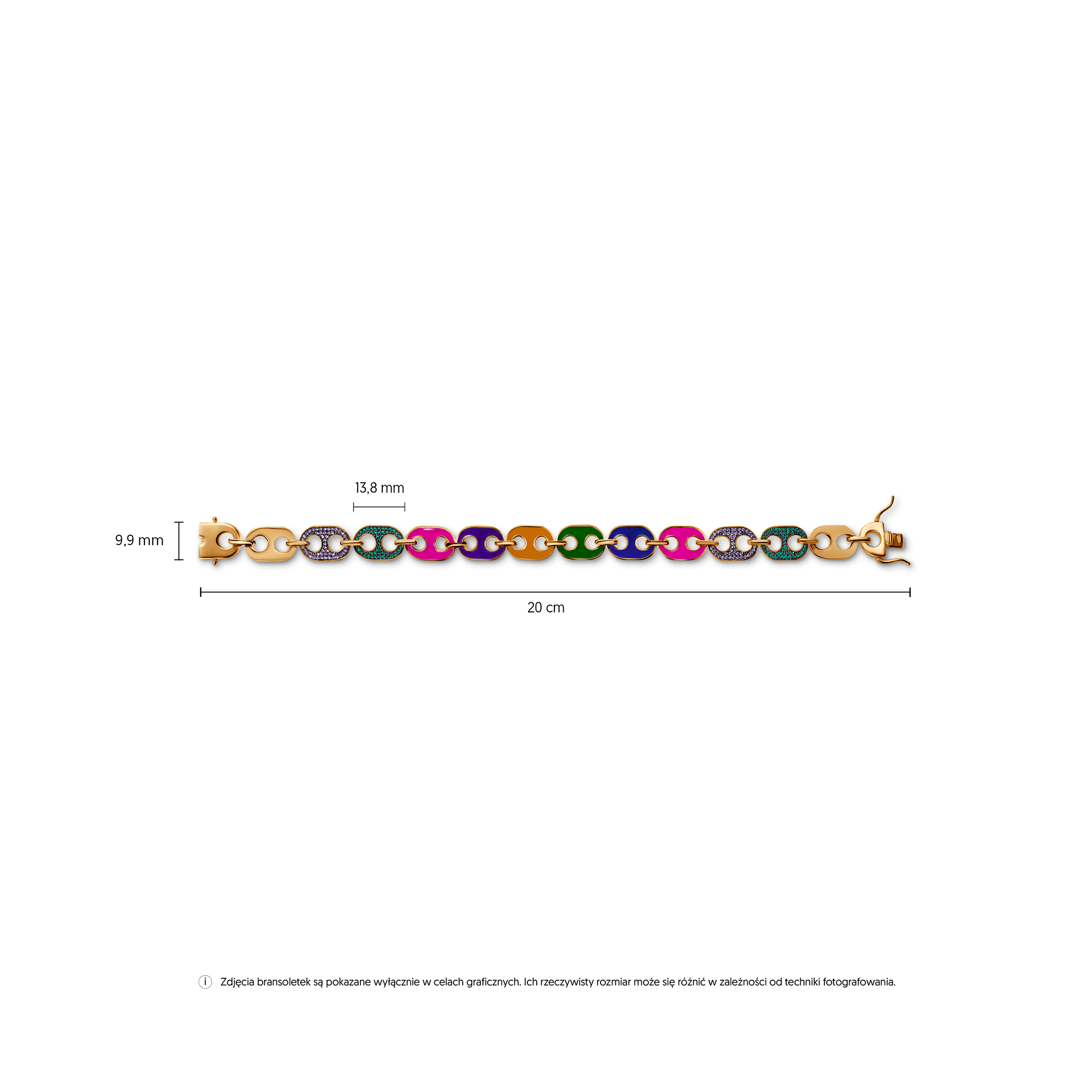 Armband mit Zirkonia 20 cm, Silber vergoldet - 6