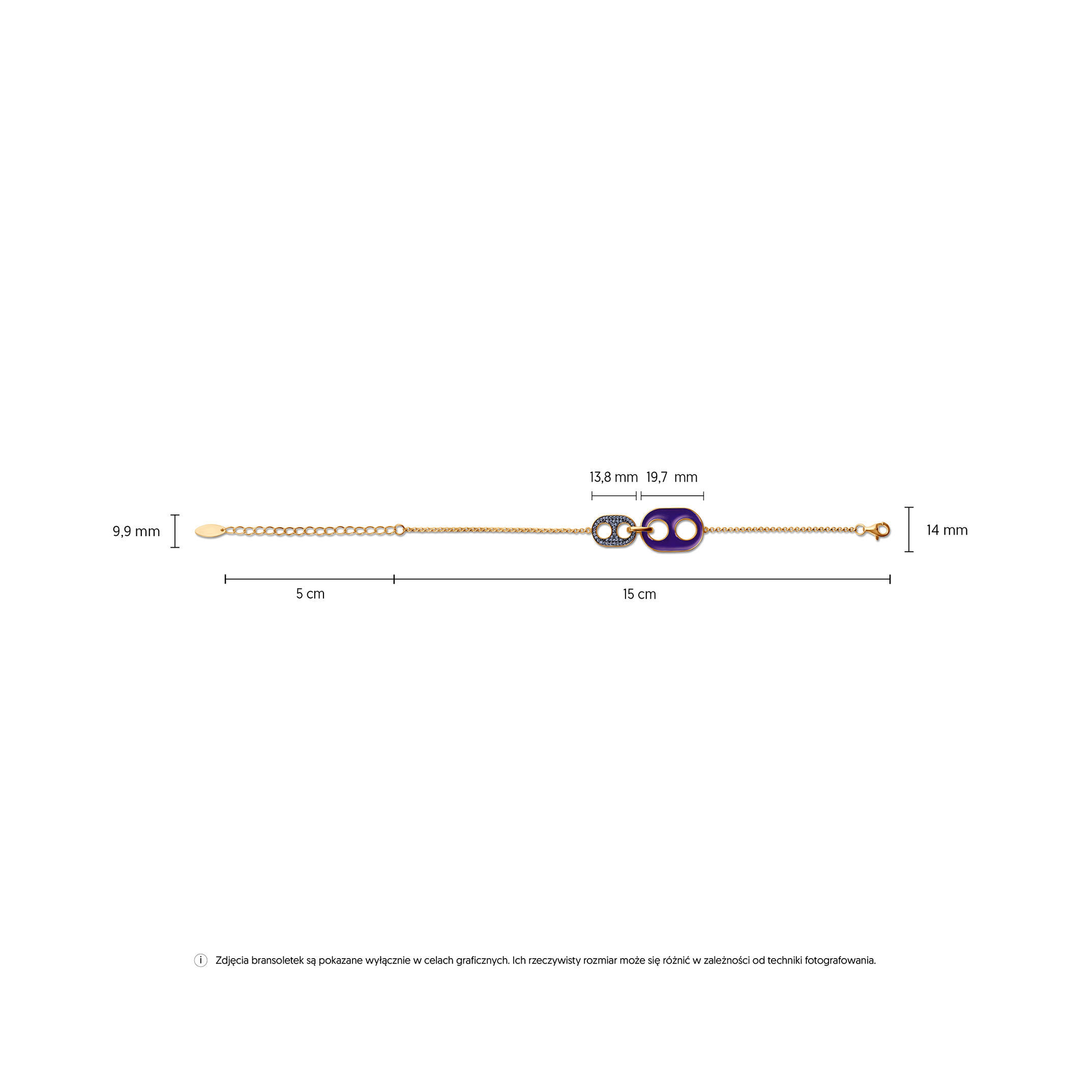 Bransoletka srebrna Prismé, pozłacane