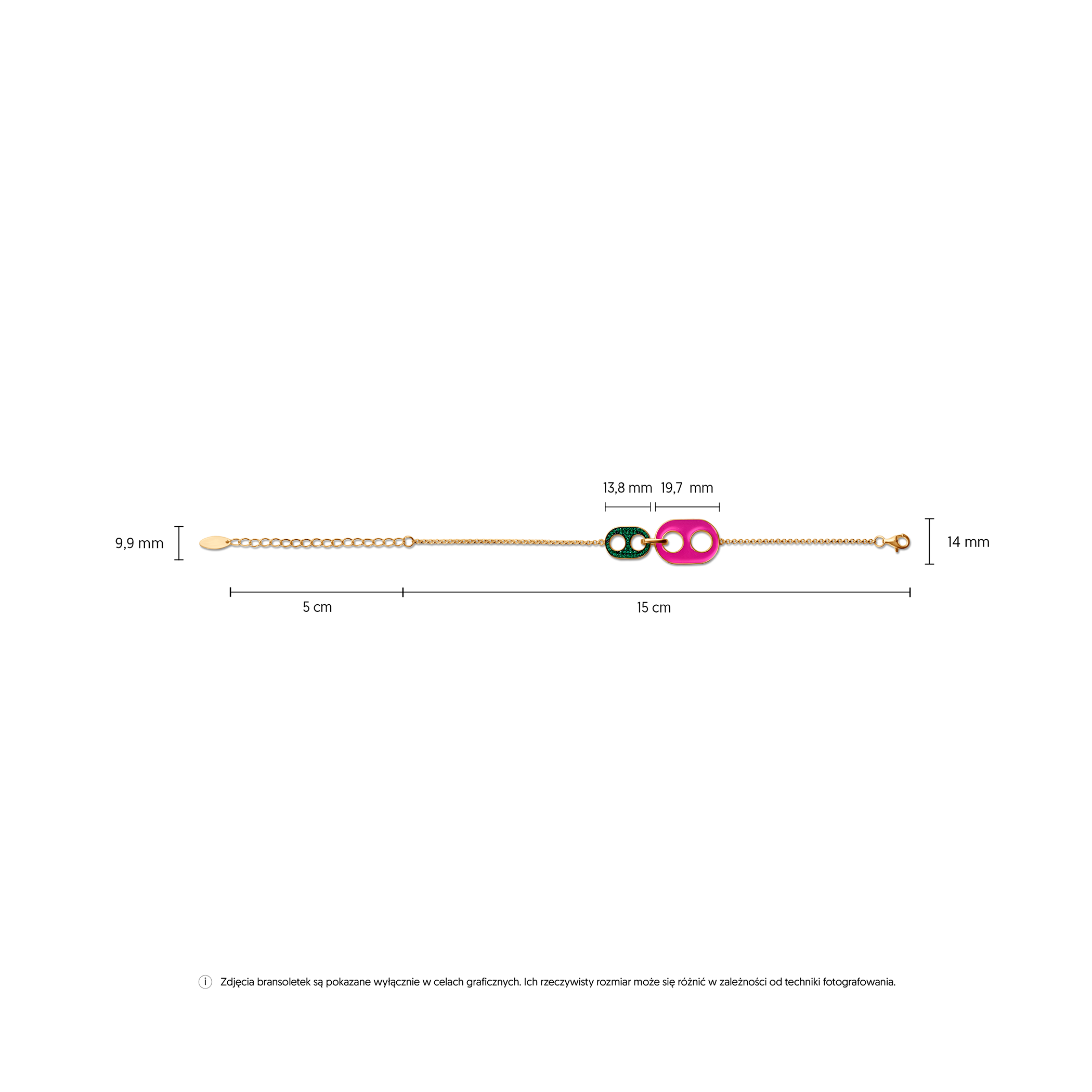 Bransoletka srebrna Prismé, pozłacane