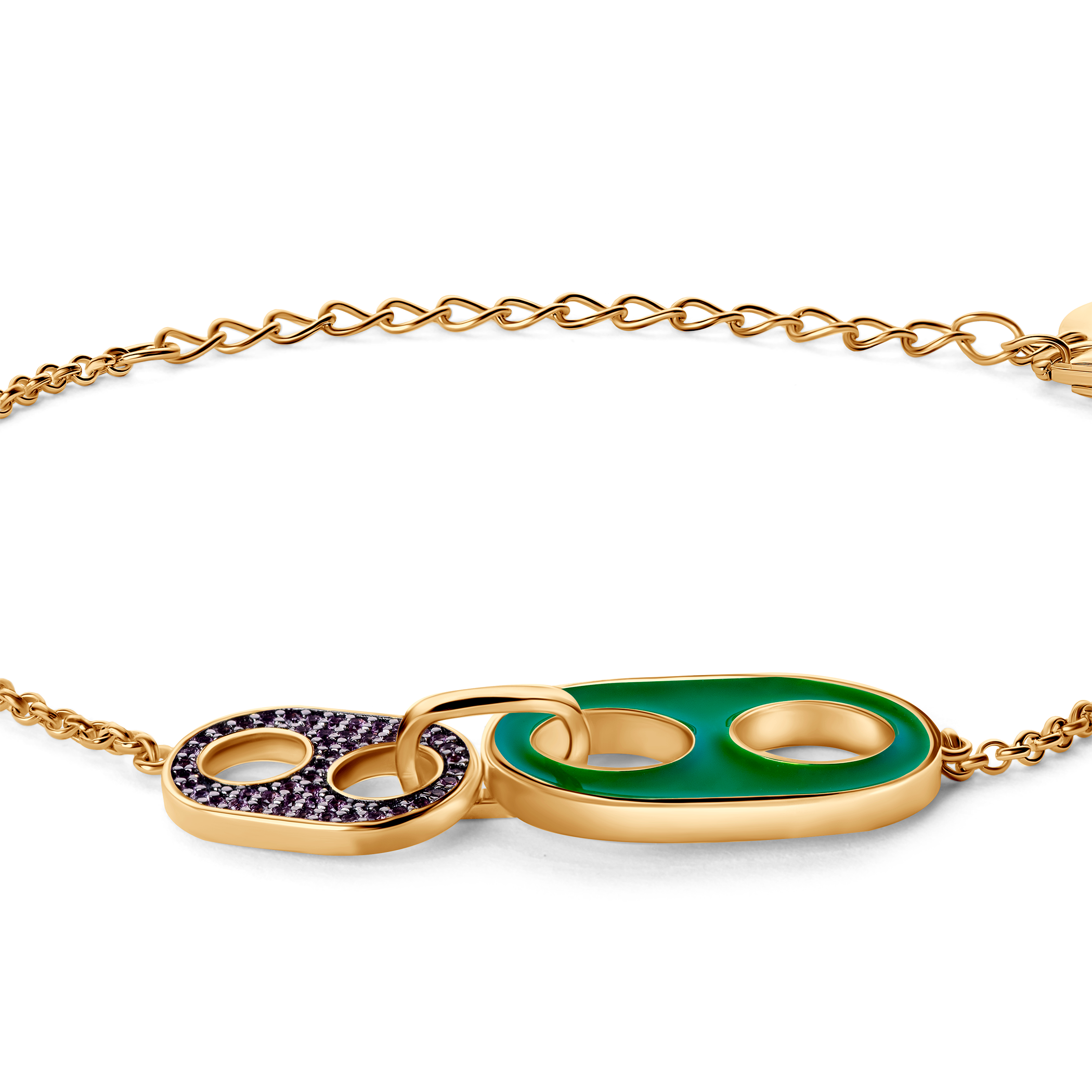 Bransoletka celebrytka srebrna pozłacana z cyrkonią 15+5cm