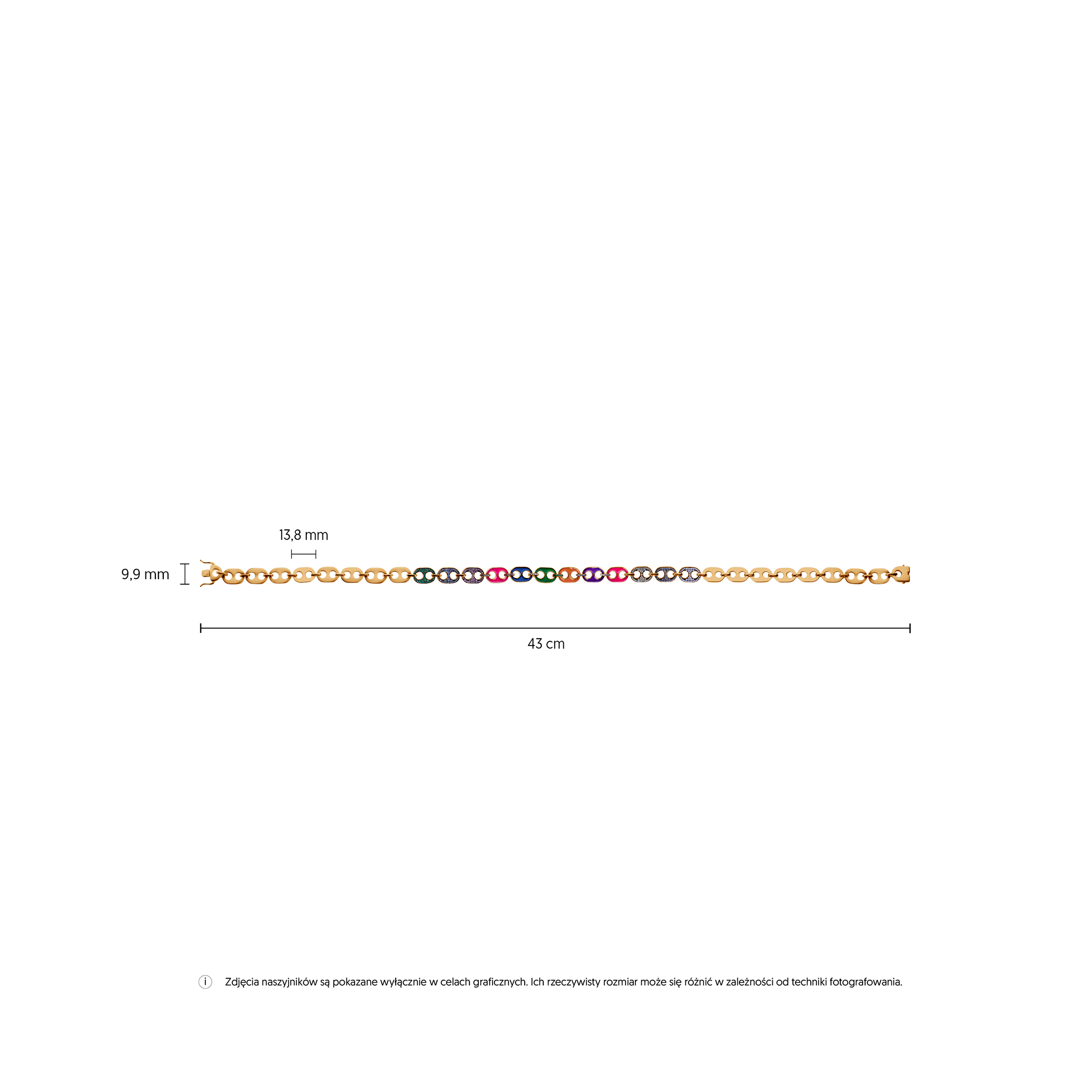 Naszyjnik srebrny Prismé, pozłacany