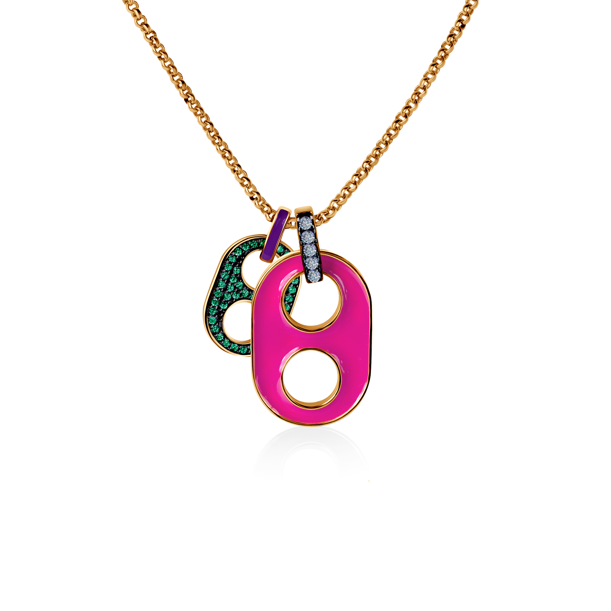 Naszyjnik srebrny Prismé, pozłacany