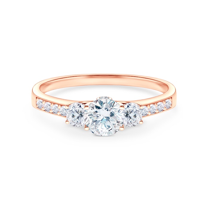 Dream Collection | Three-Stone Engagement Ring: pink gold, diamonds