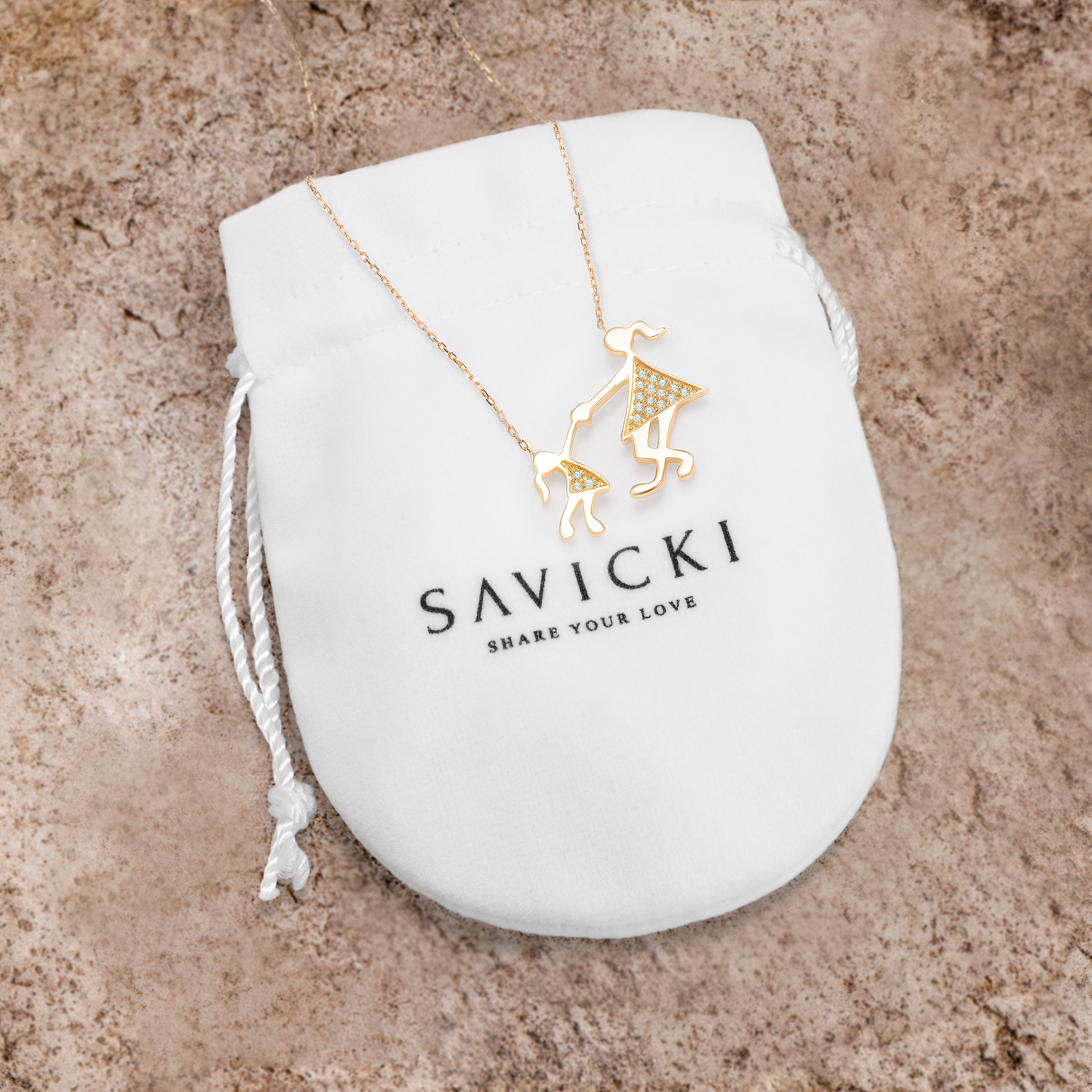 Naszyjnik dla mamy Savicki: złoty, diamenty