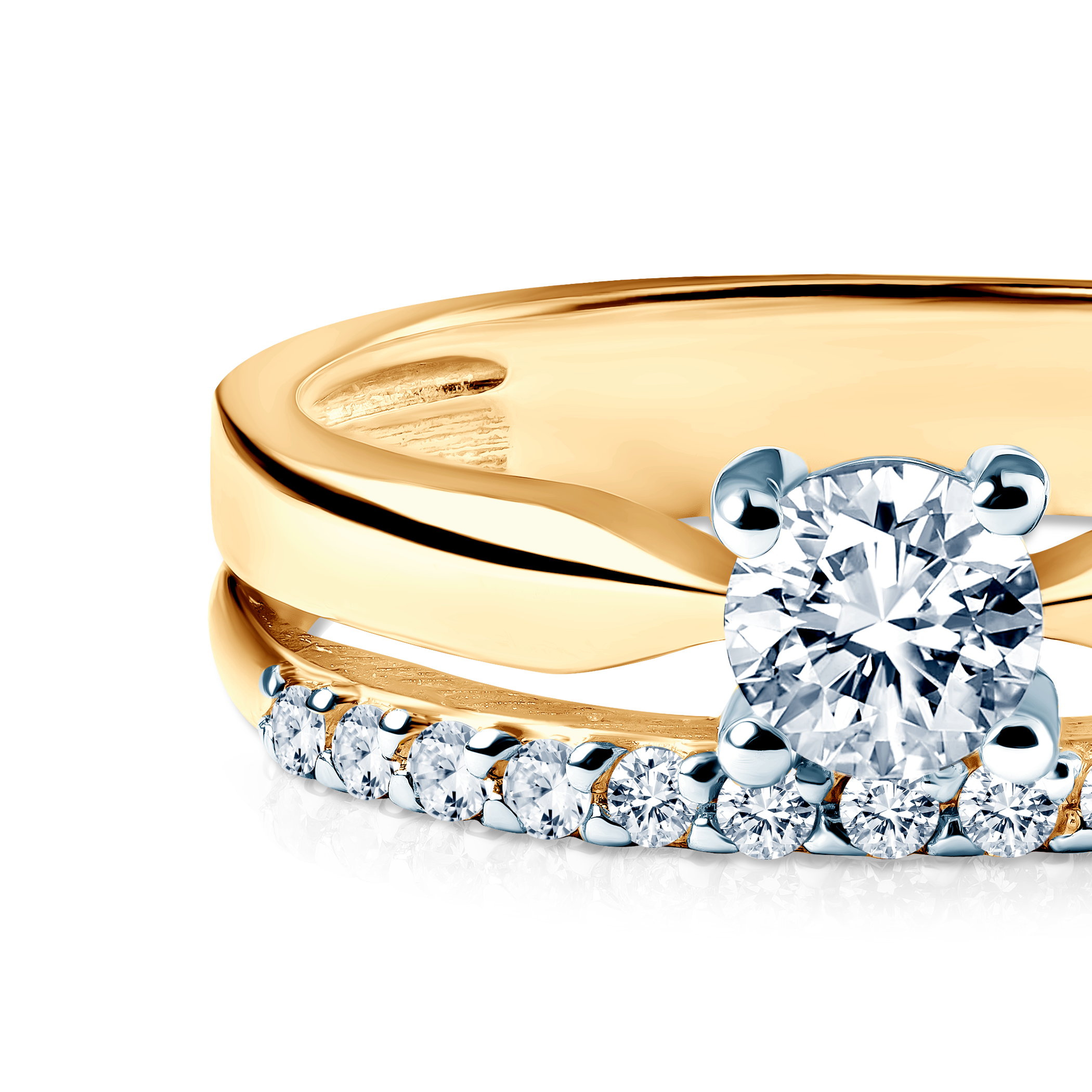 Pierścionek zaręczynowy Savicki: dwukolorowe złoto, cyrkonie