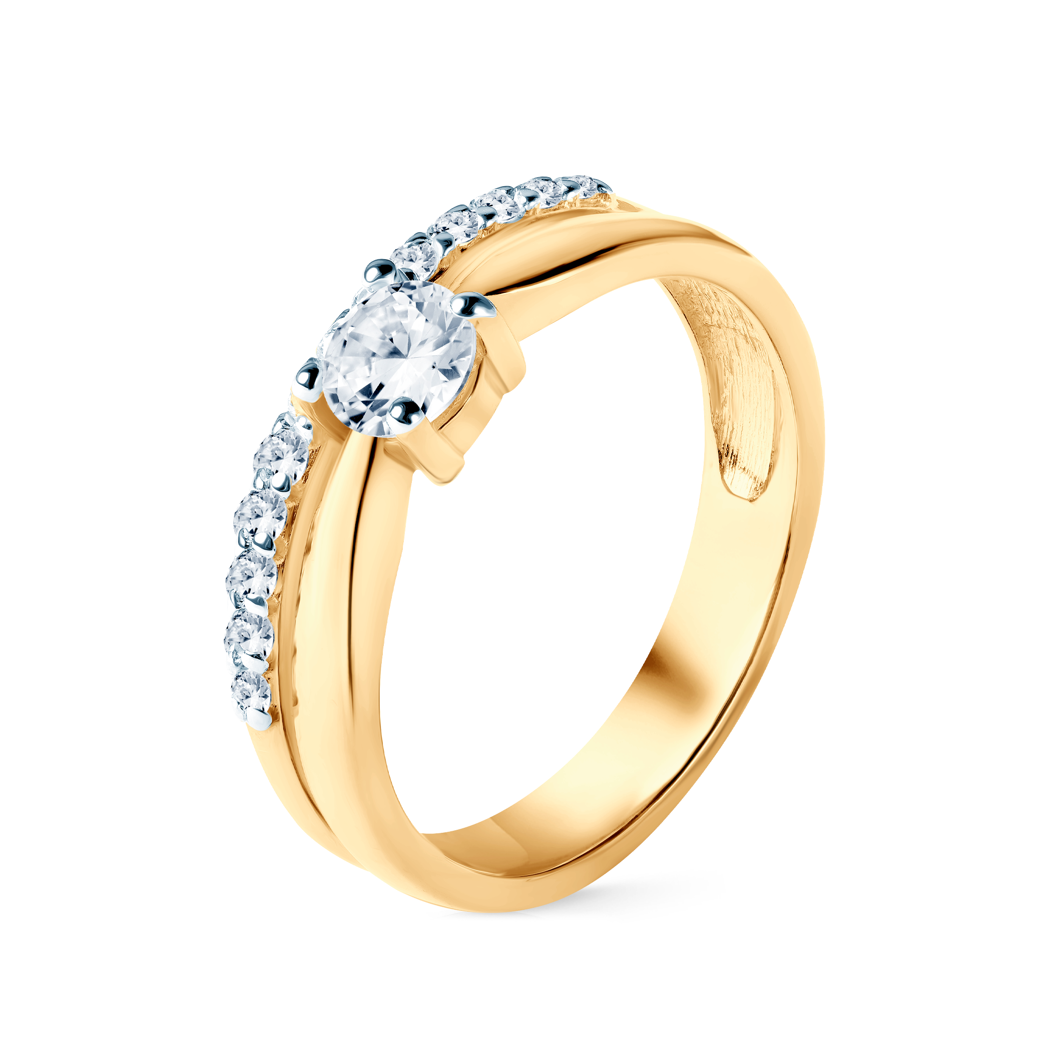 Pierścionek zaręczynowy Savicki: dwukolorowe złoto, cyrkonie