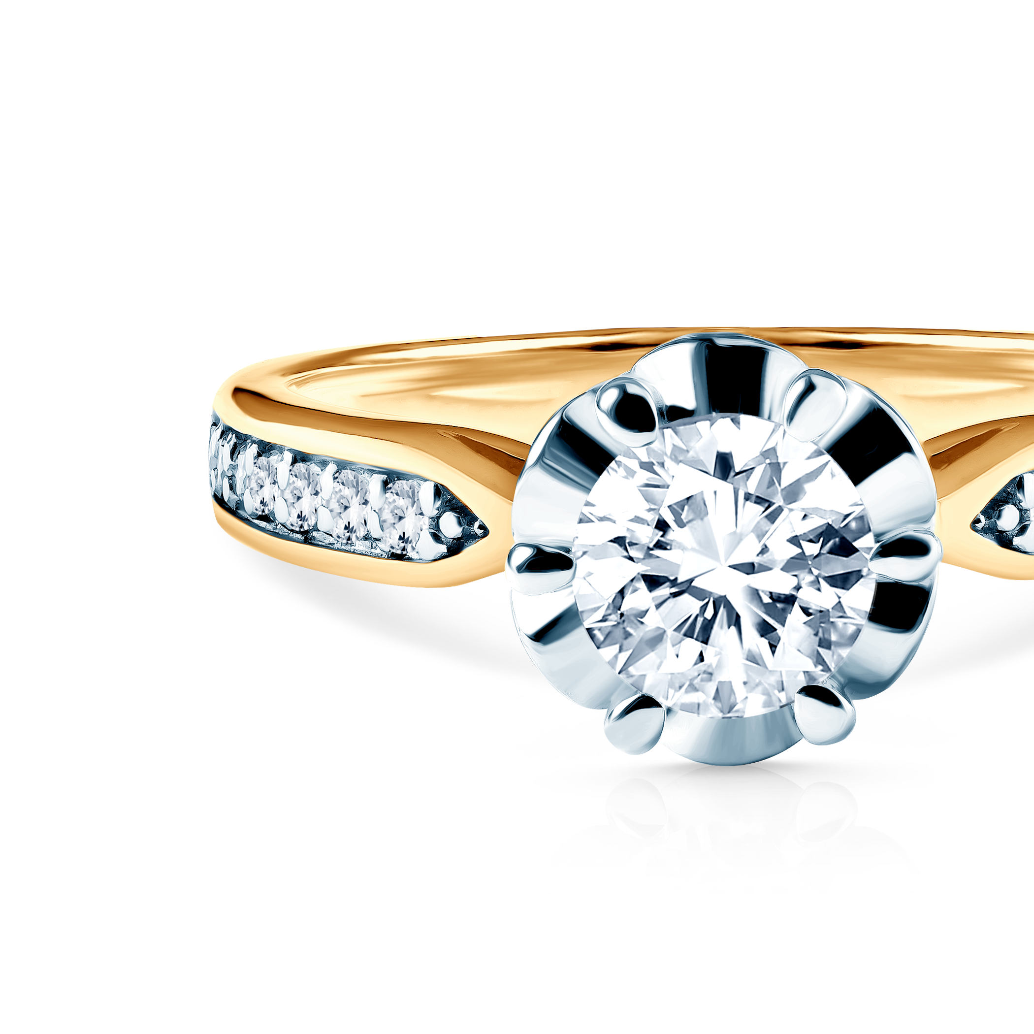 Pierścionek zaręczynowy Savicki: dwukolorowe złoto, cyrkonie