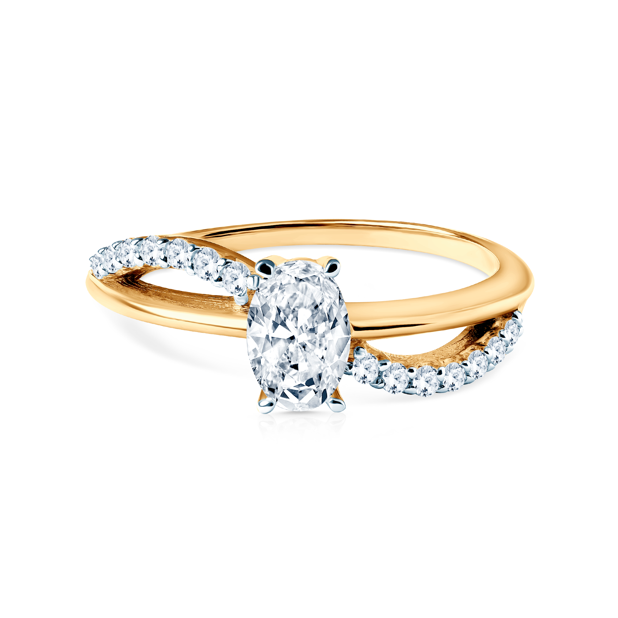 Pierścionek zaręczynowy Savicki: dwukolorowe złoto, cyrkonie