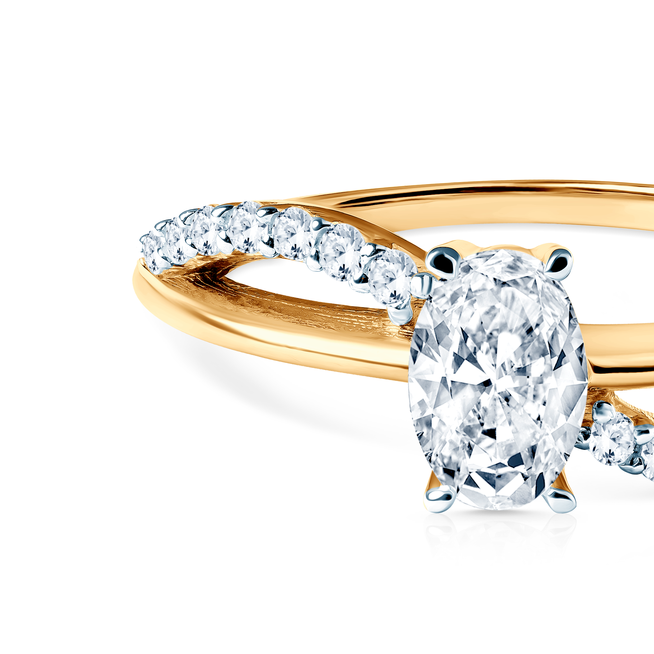 Pierścionek zaręczynowy Savicki: dwukolorowe złoto, cyrkonie