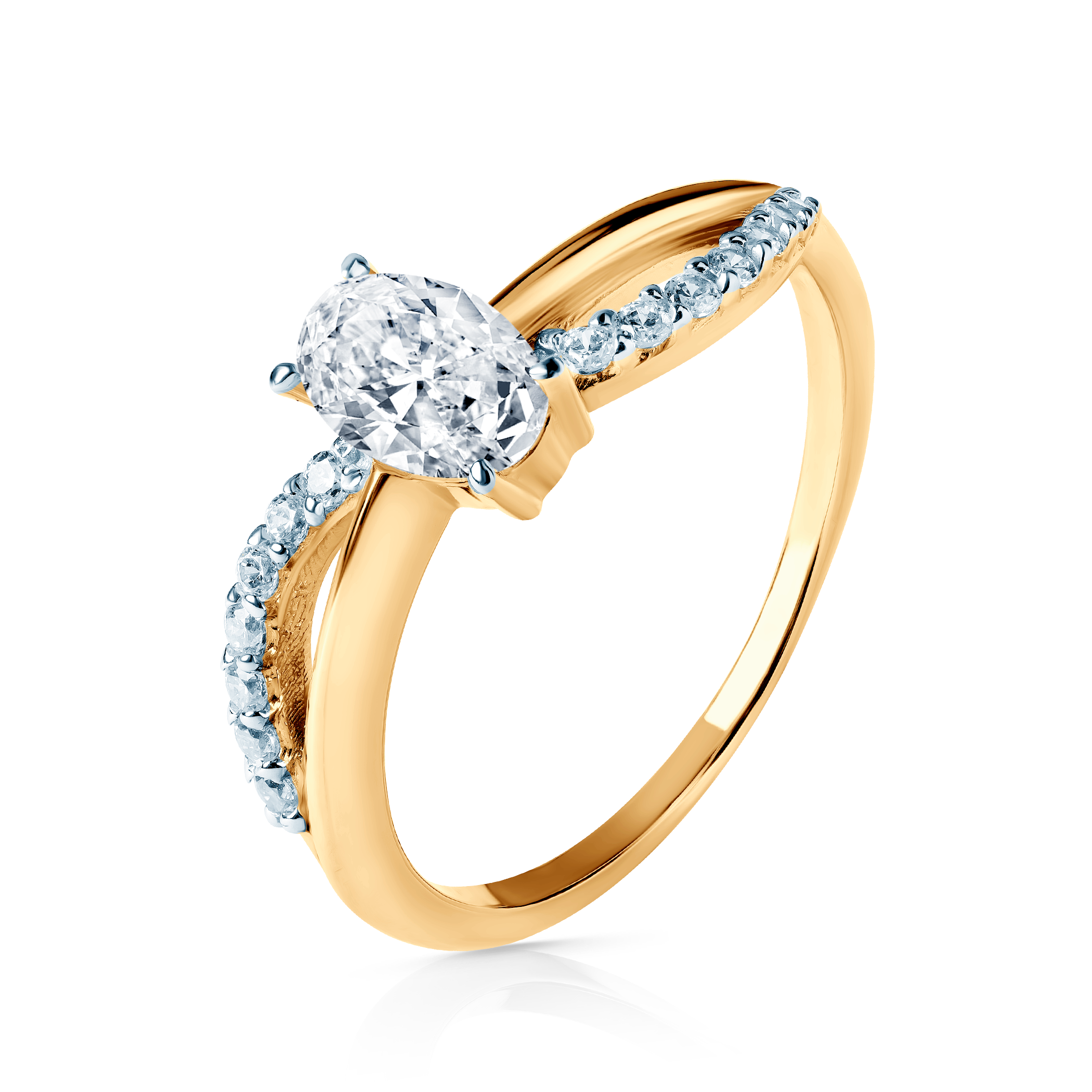 Pierścionek zaręczynowy Savicki: dwukolorowe złoto, cyrkonie