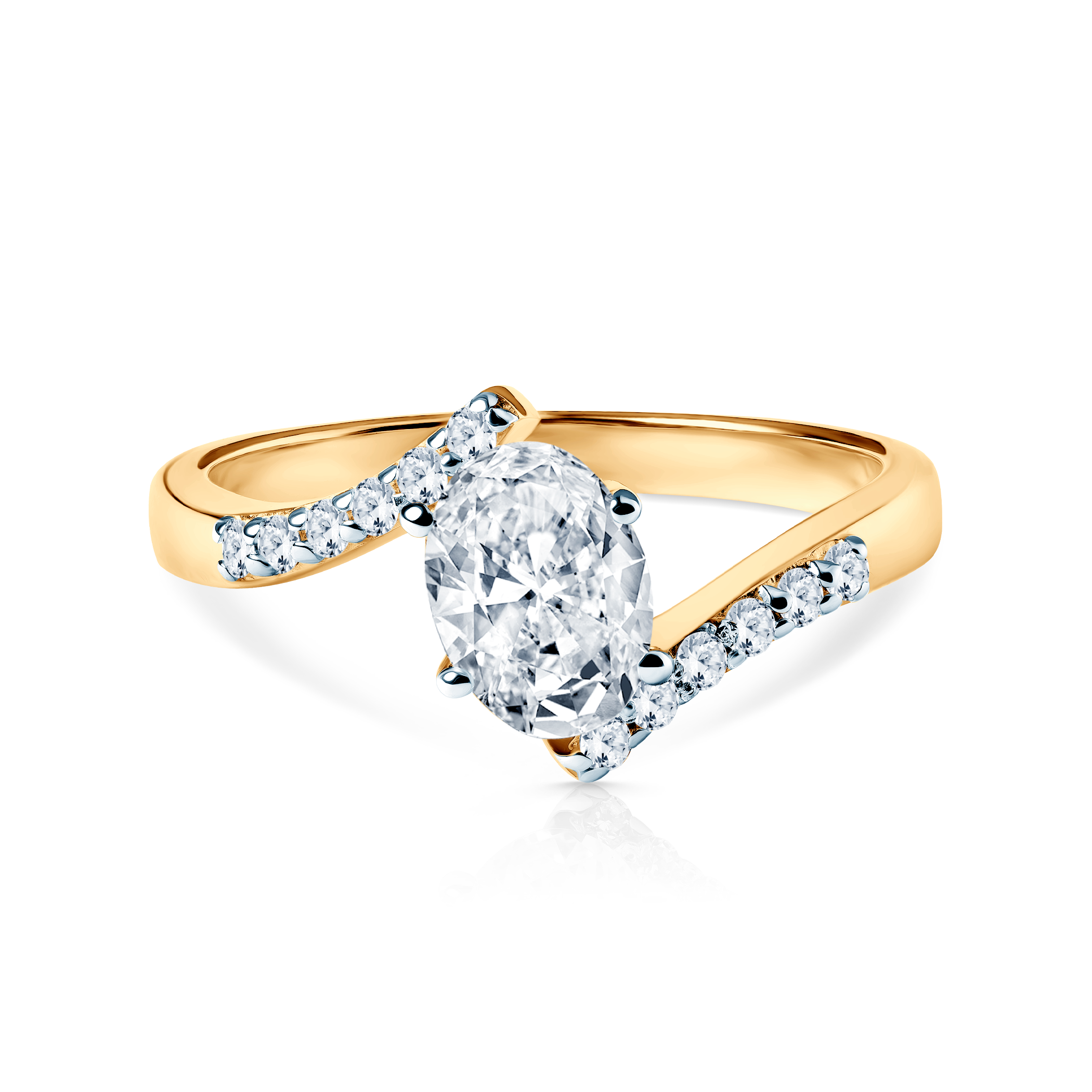 Pierścionek zaręczynowy Savicki: dwukolorowe złoto, cyrkonie