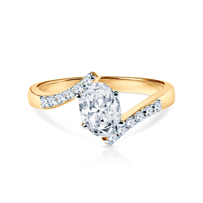 Pierścionek zaręczynowy Savicki: dwukolorowe złoto, cyrkonie