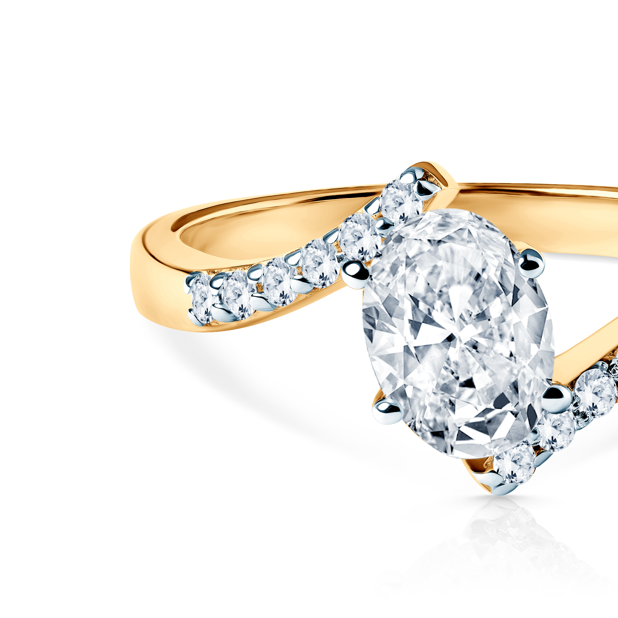 Pierścionek zaręczynowy Savicki: dwukolorowe złoto, cyrkonie