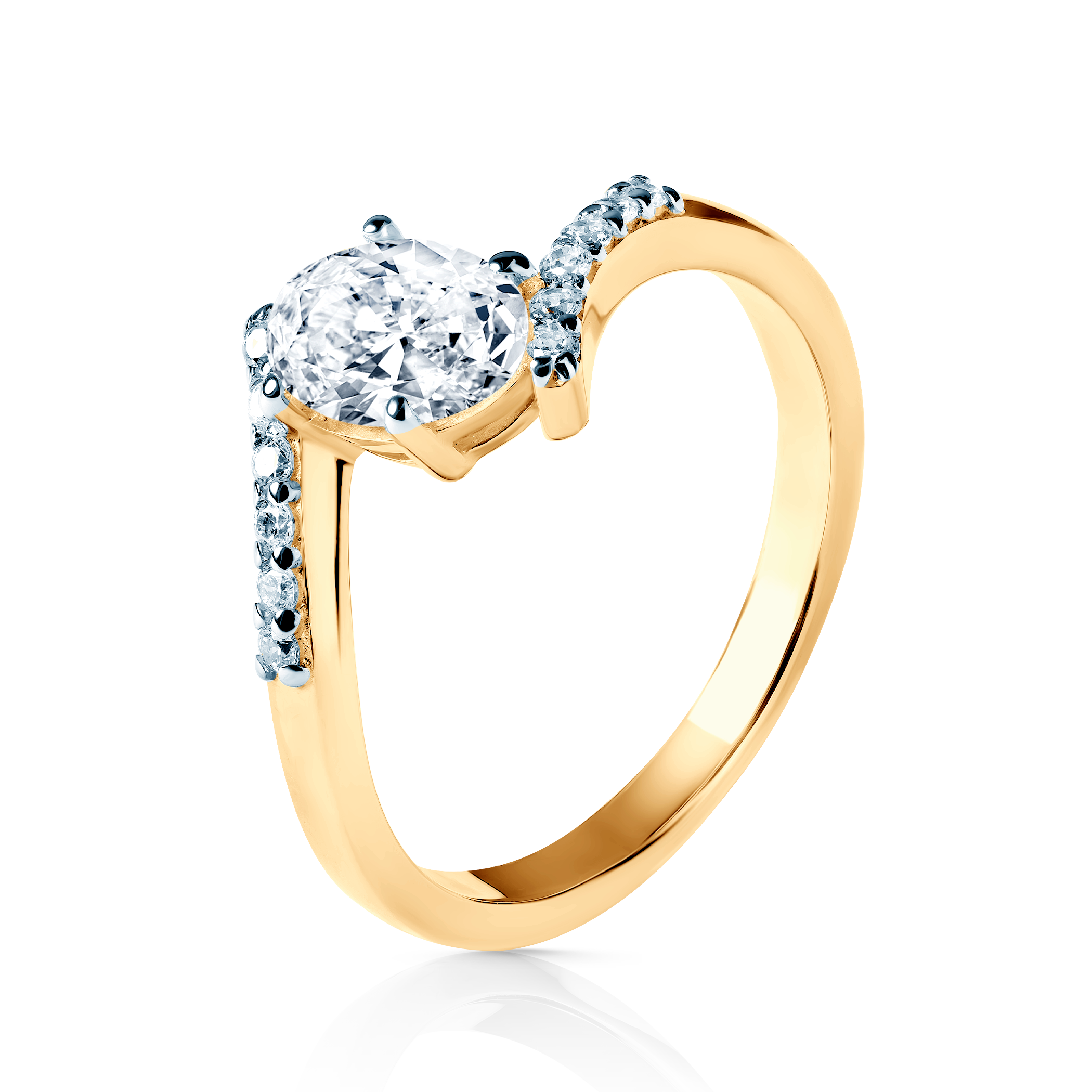 Pierścionek zaręczynowy Savicki: dwukolorowe złoto, cyrkonie