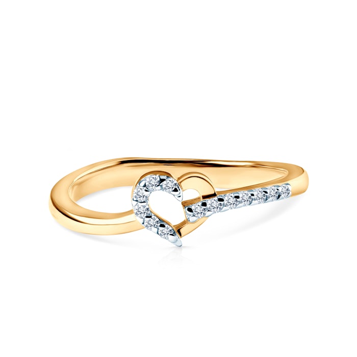 Pierścionek serce Savicki: dwukolorowe złoto, cyrkonie