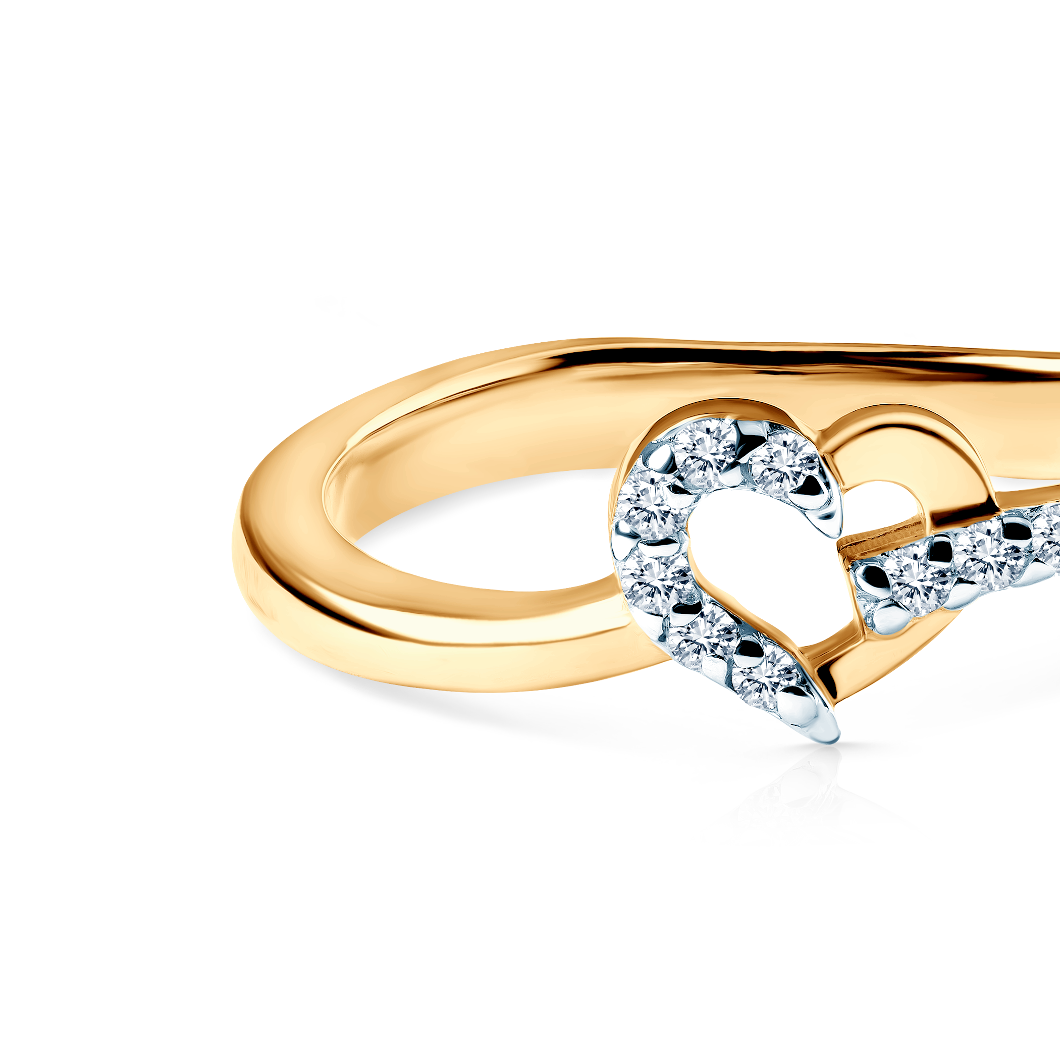 Pierścionek serce Savicki: dwukolorowe złoto, cyrkonie