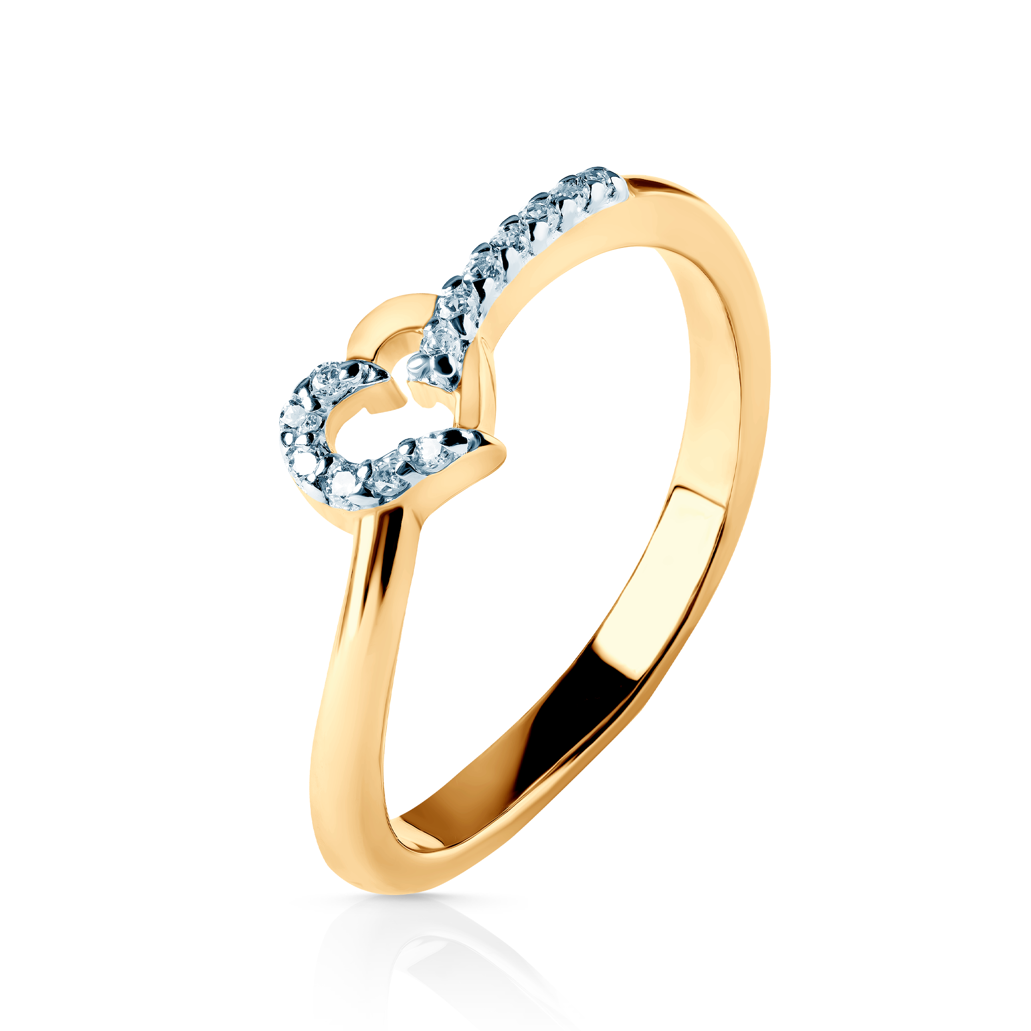 Pierścionek serce Savicki: dwukolorowe złoto, cyrkonie