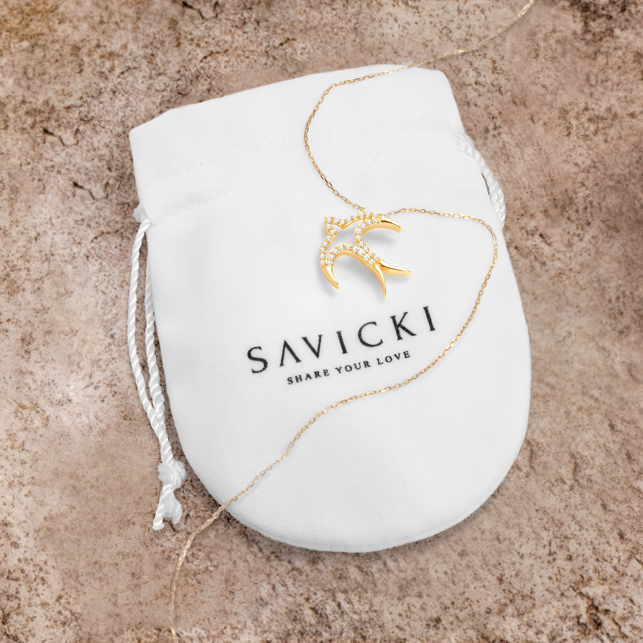 Halskette Savicki Schwalben: Gold, Diamanten