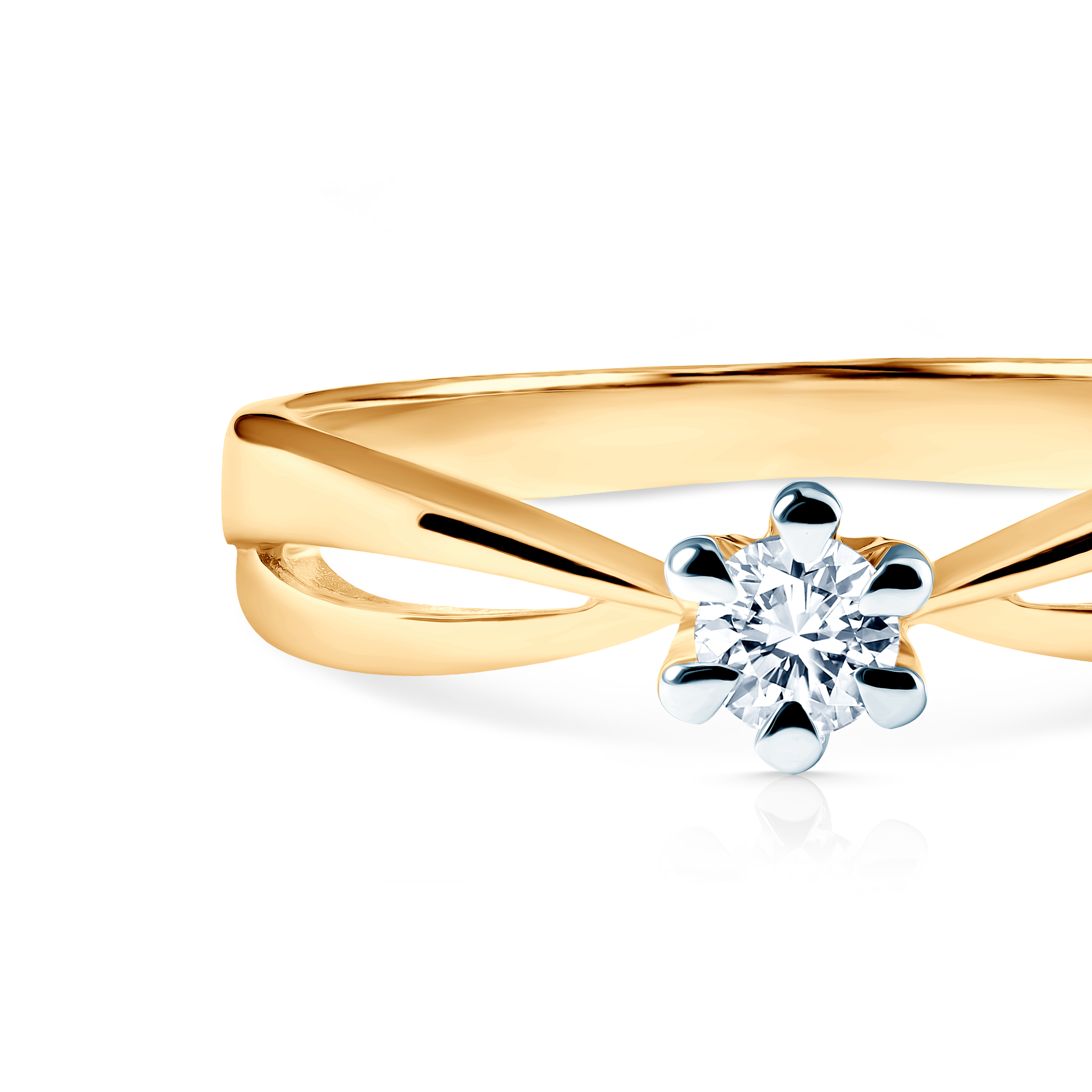 Pierścionek zaręczynowy Savicki: dwukolorowe złoto, cyrkonia - 3