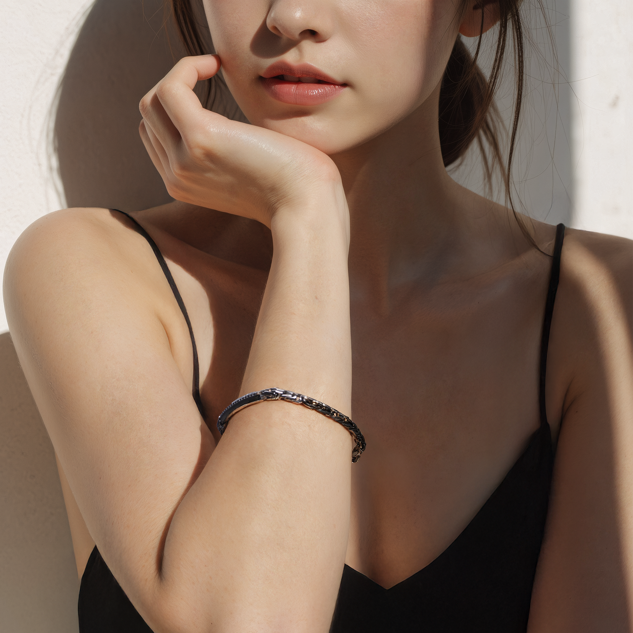 Bransoletka Savicki: srebro 925, czarne diamenty