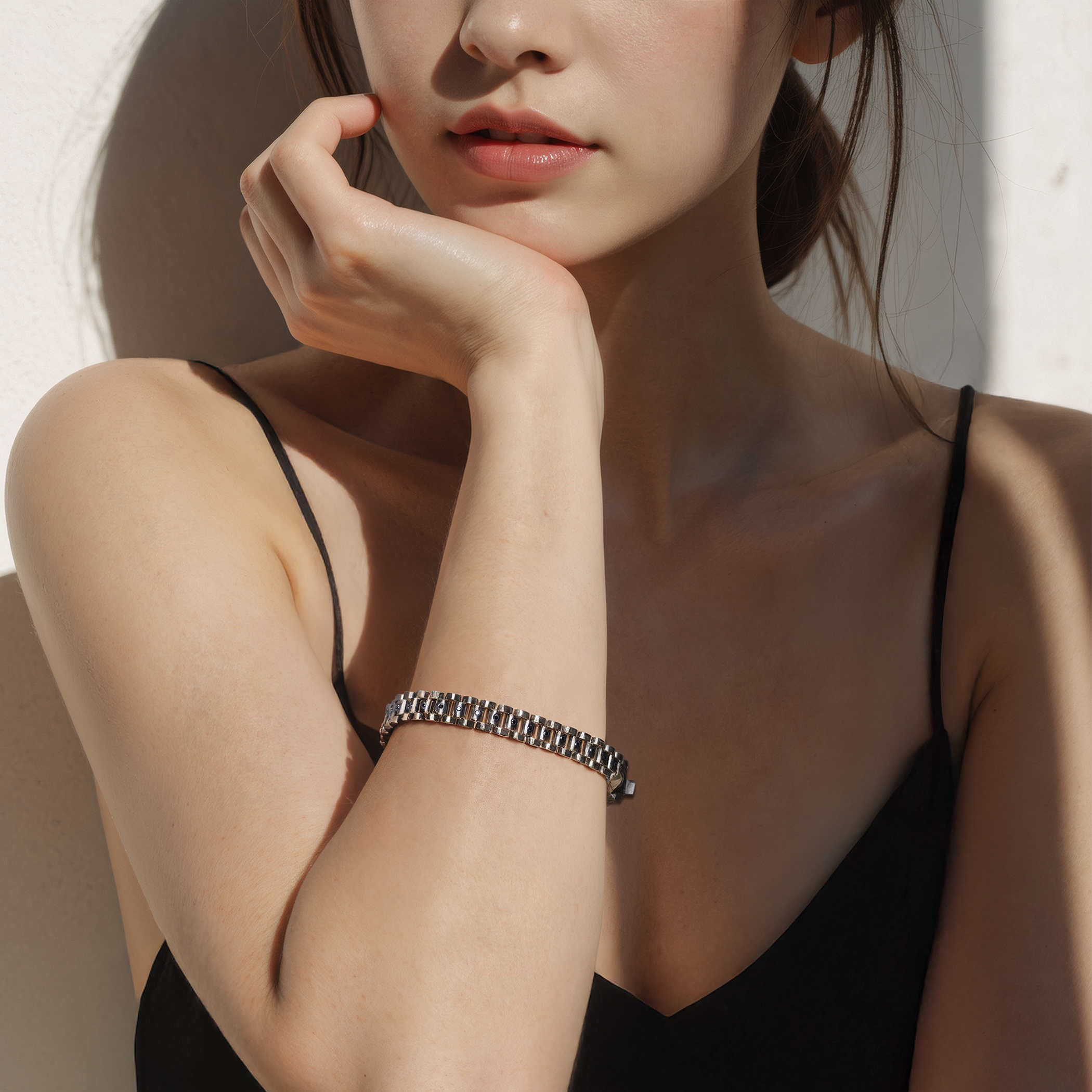 Armband Savicki: Silber 925, schwarze Diamanten