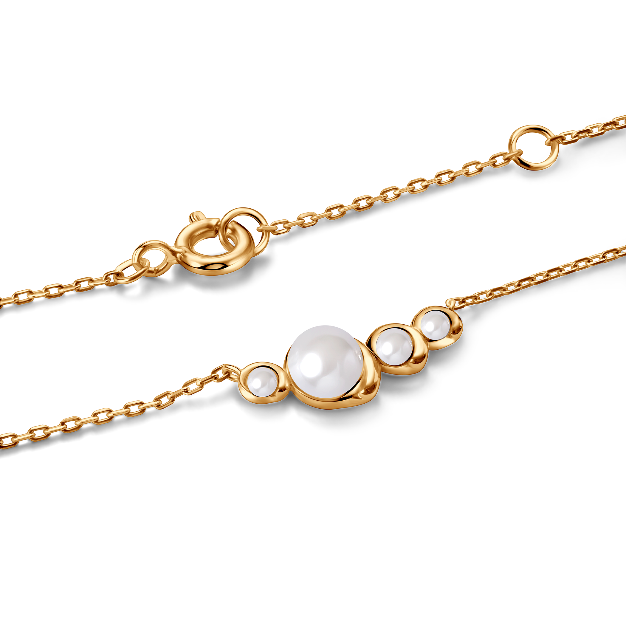 Naszyjnik Savicki: srebrny pozłacany 925, perły