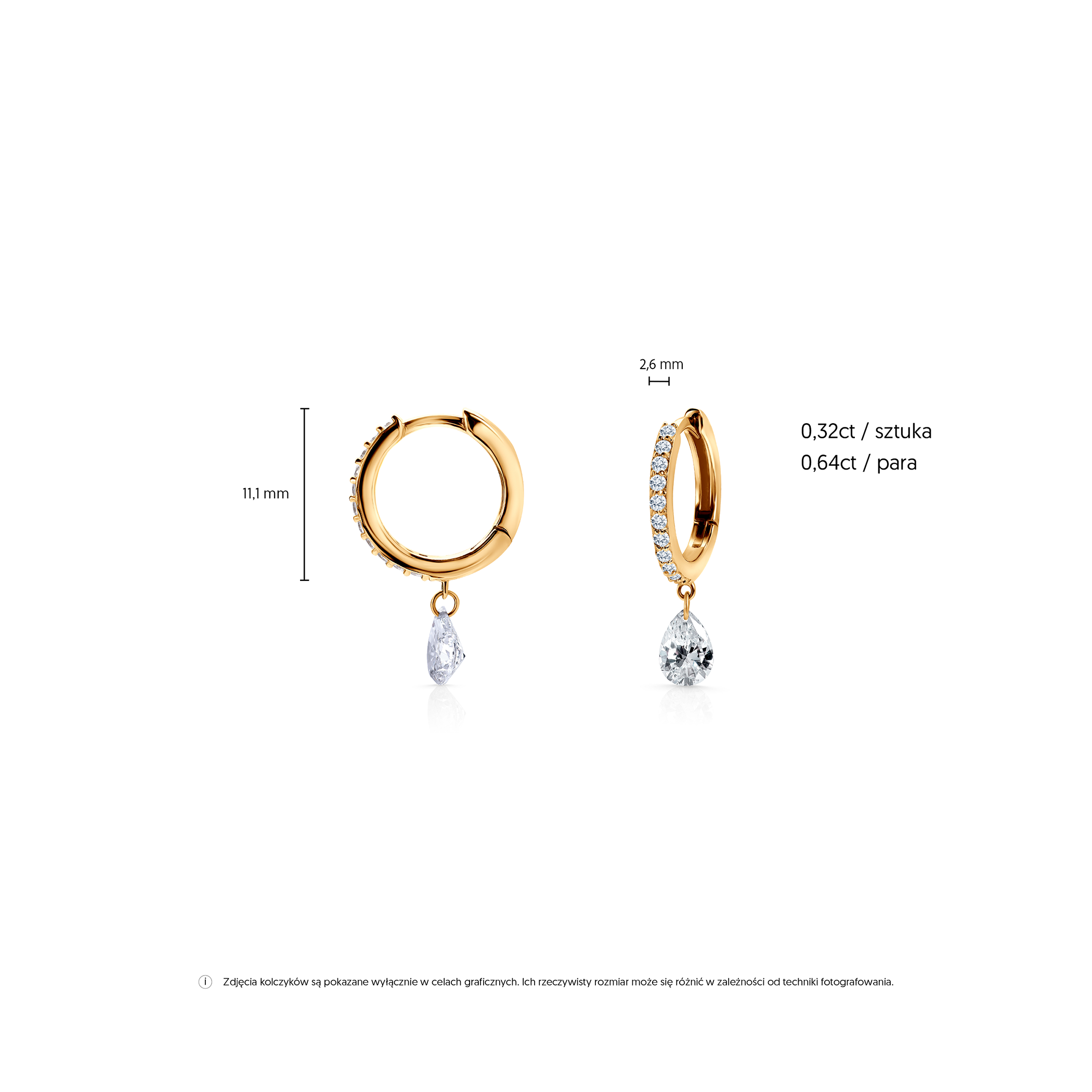 Kolczyki Savicki: złote, cyrkonie