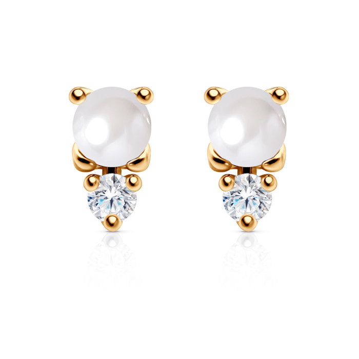 Kolczyki Célamare złote, perły, cyrkonie