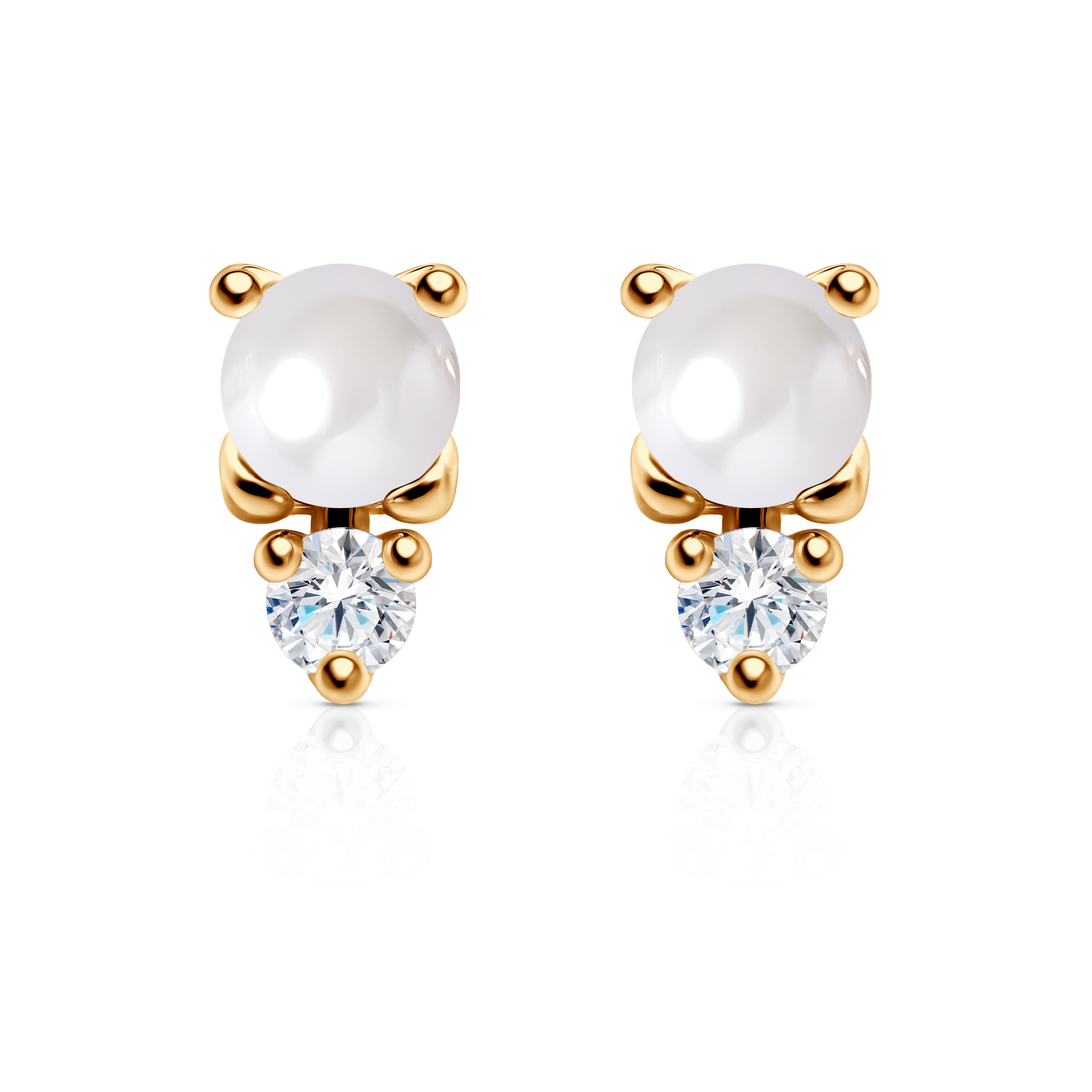 Earrings Célamare: gold, pearls, zircons