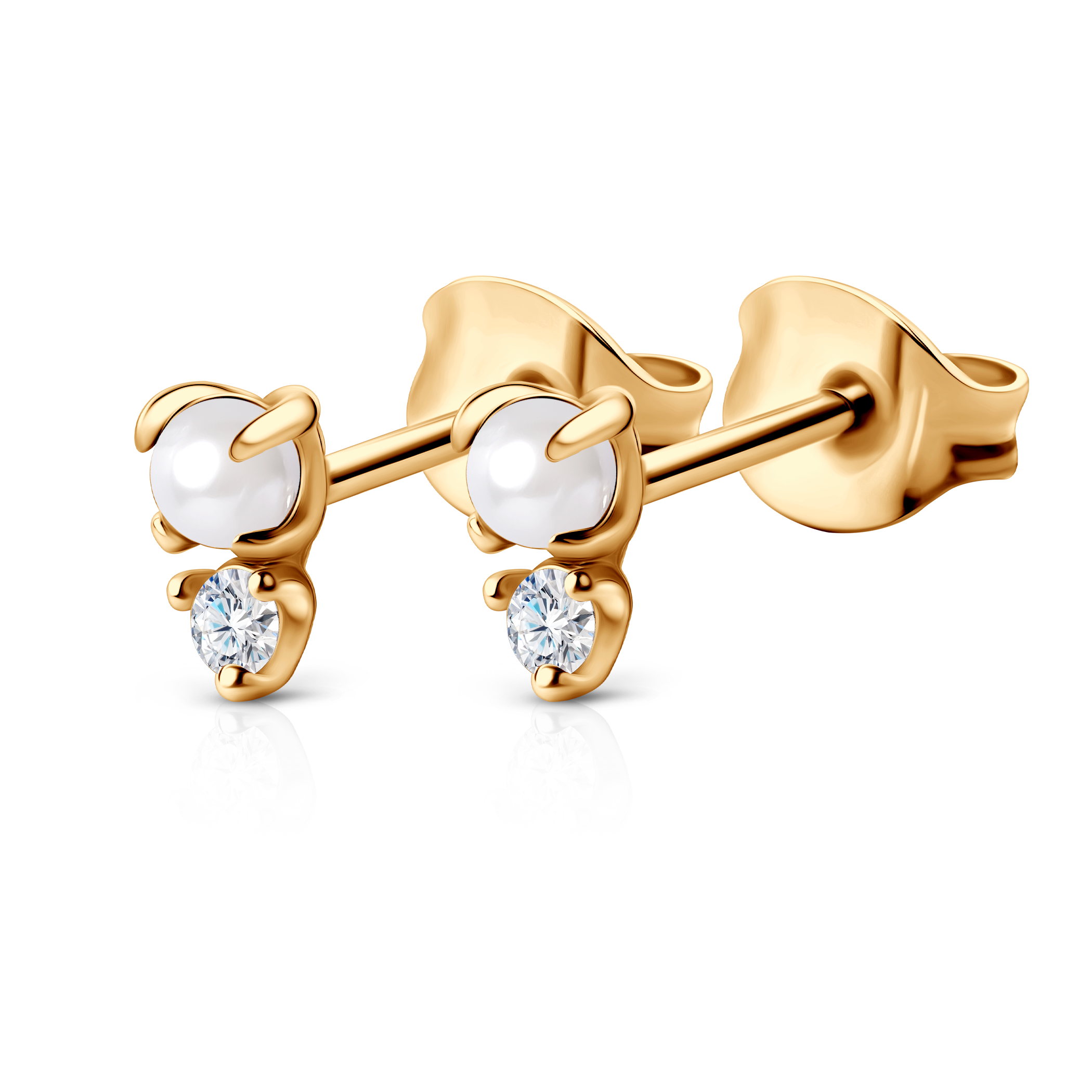 Kolczyki Célamare złote, perły, cyrkonie