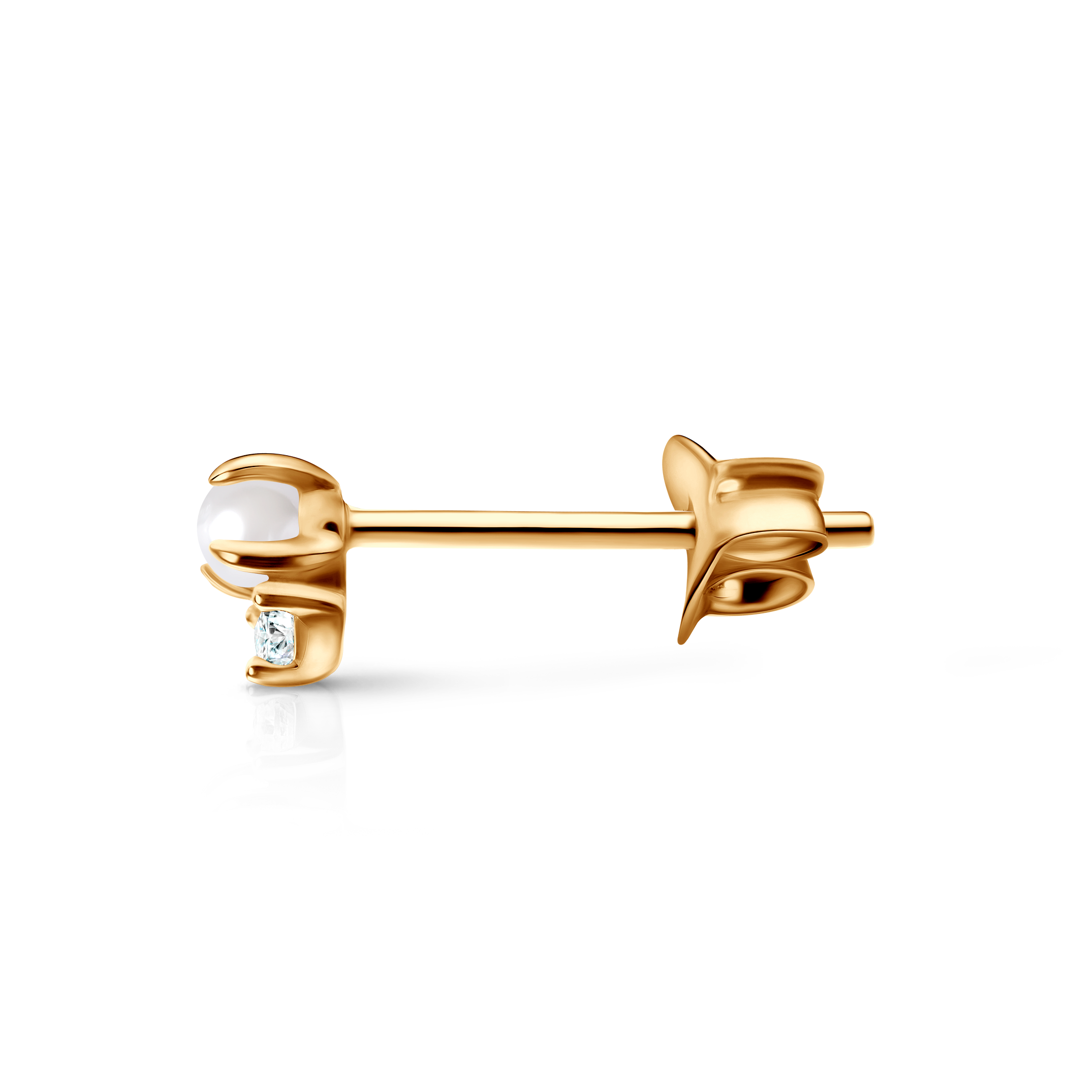 Earrings Célamare: gold, pearls, zircons - 4