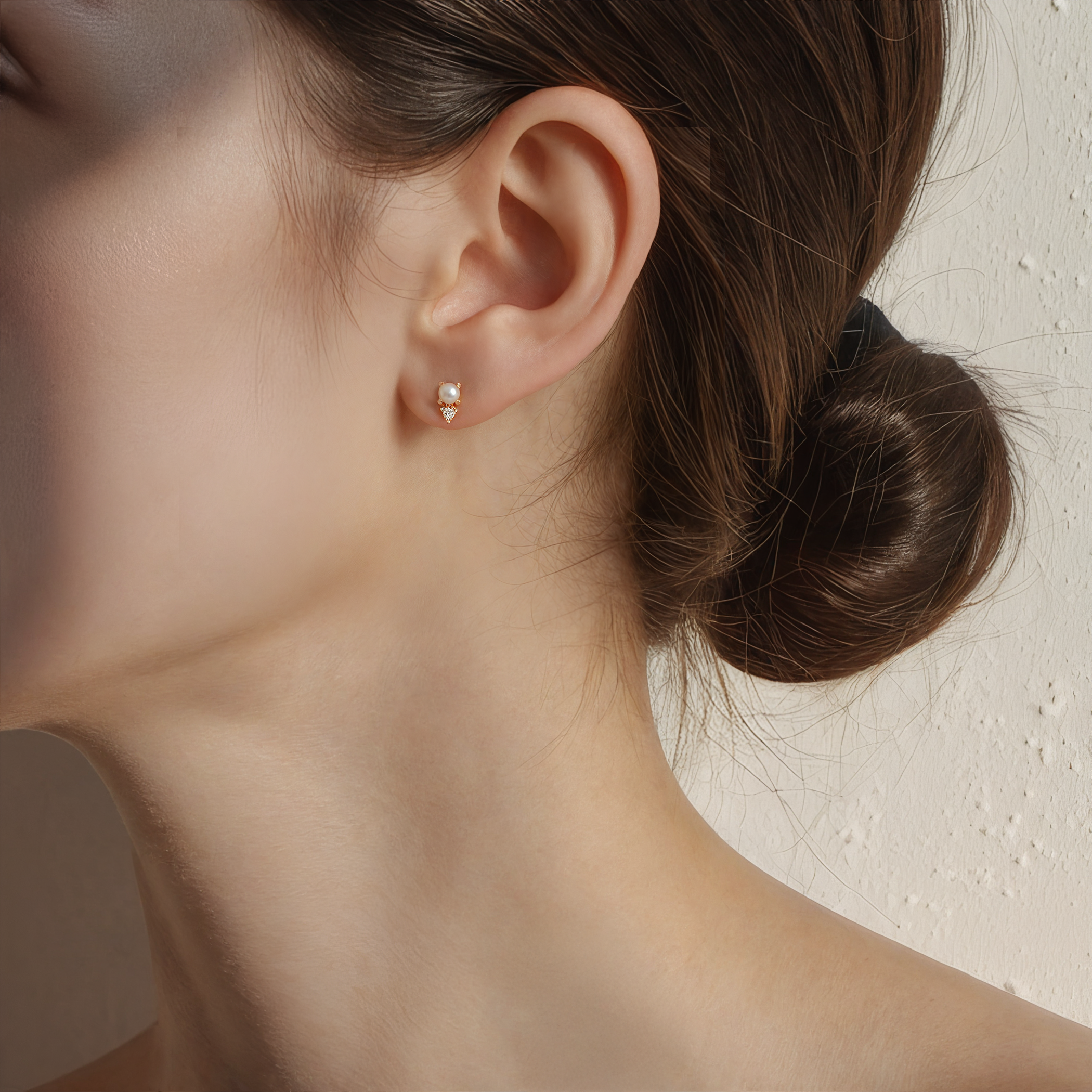 Earrings Célamare: gold, pearls, zircons - 5