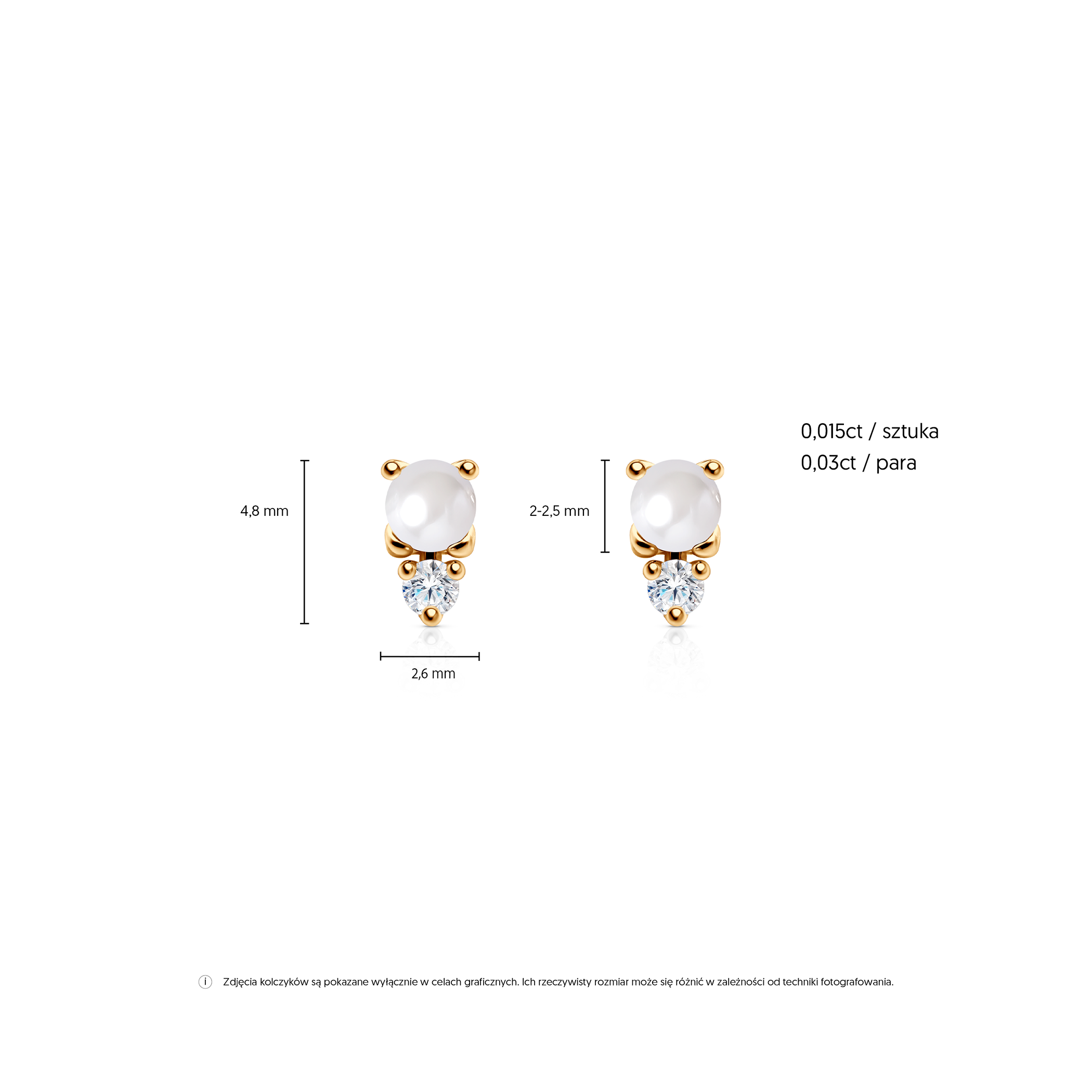 Kolczyki Célamare złote, perły, cyrkonie