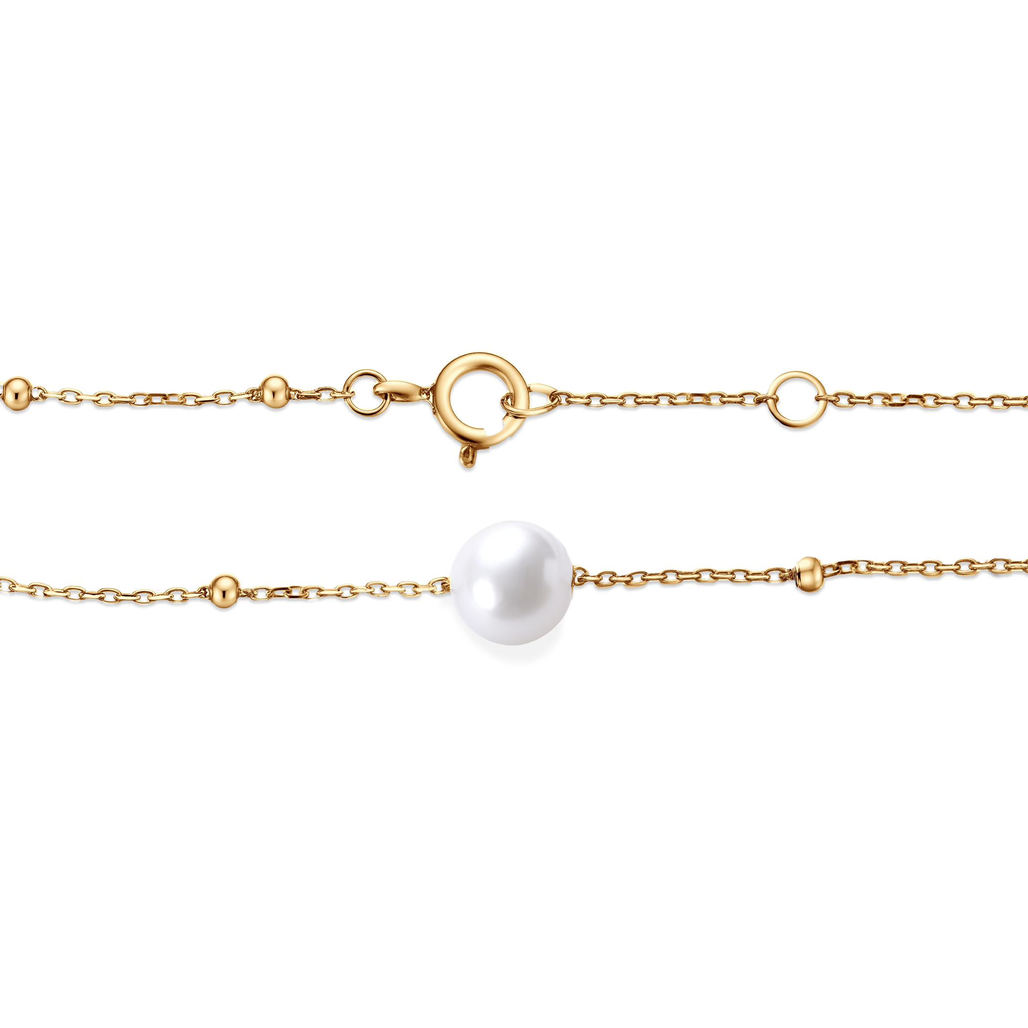 Bransoletka celebrytka złota 585 z perłą 21cm