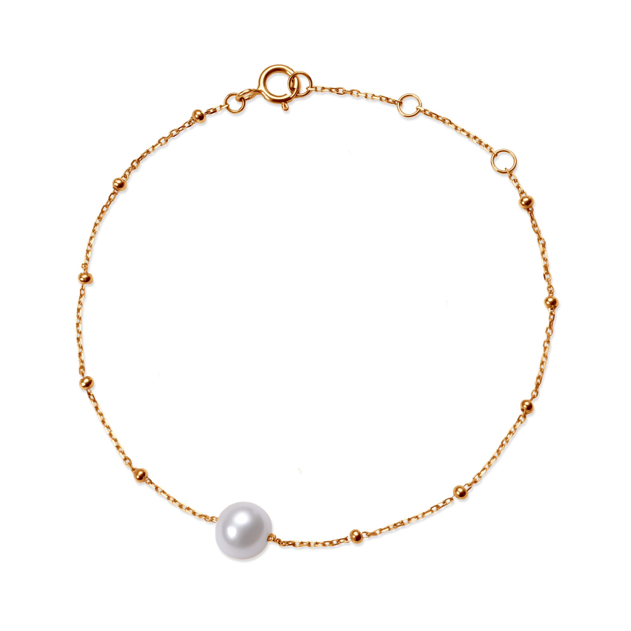 Bransoletka celebrytka złota 585 z perłą 21cm