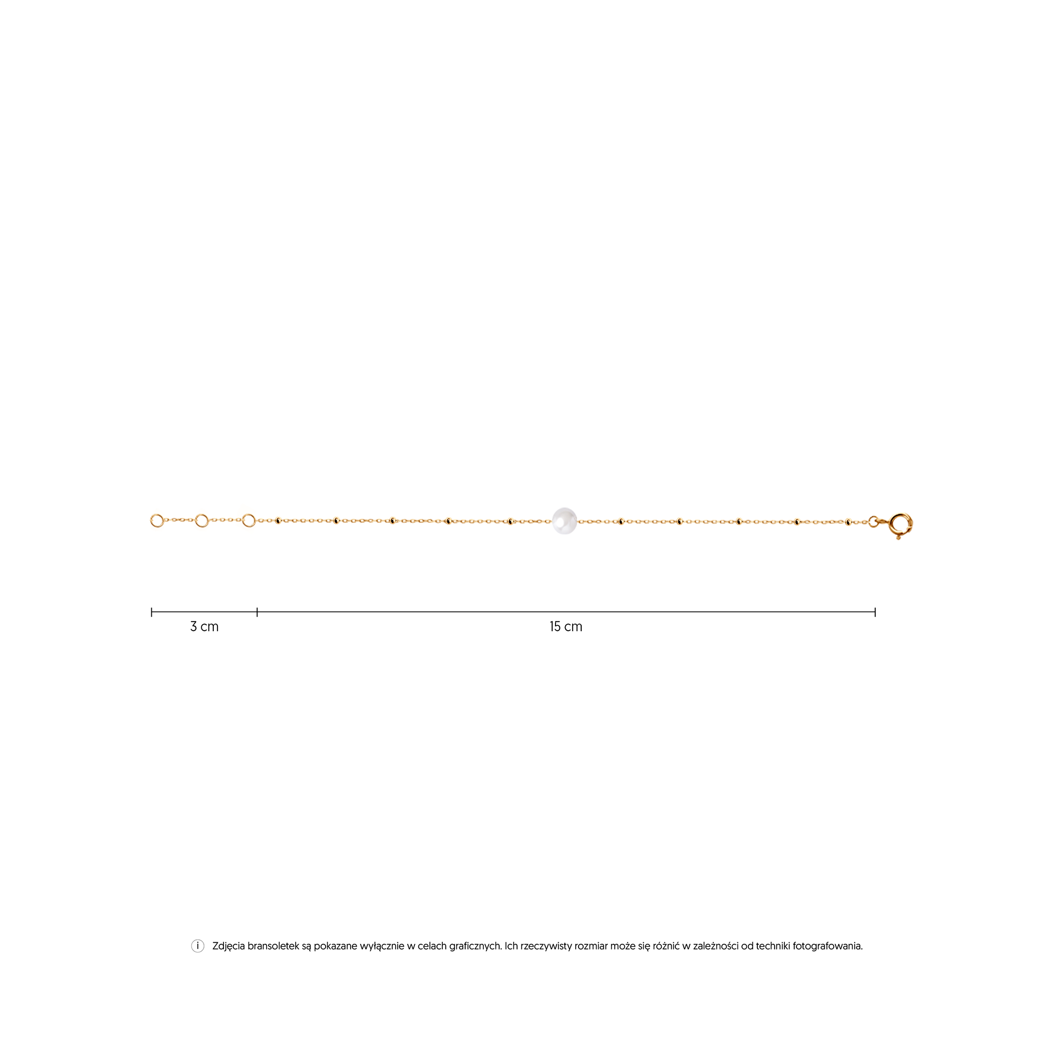 Bransoletka celebrytka złota 585 z perłą 21cm