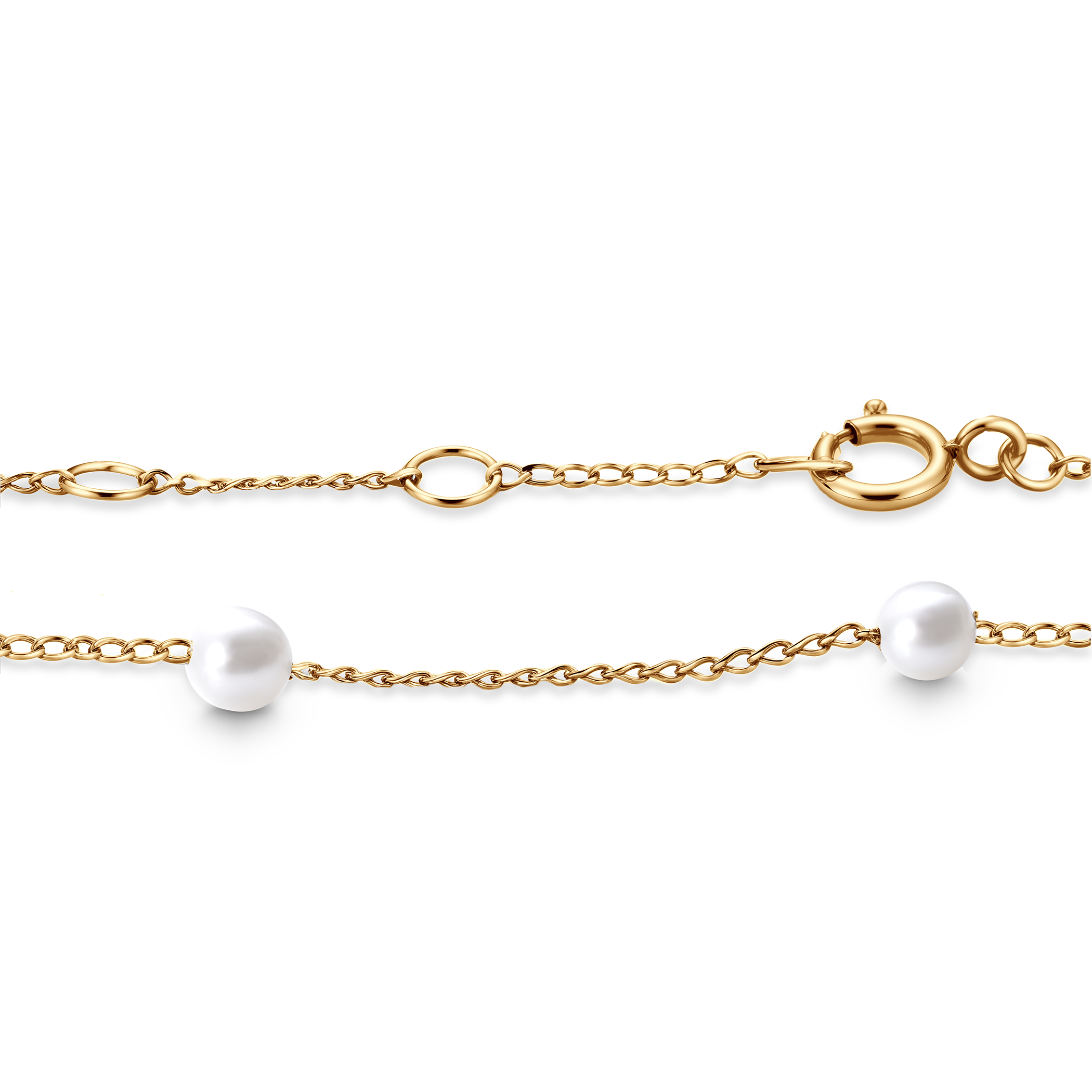 Bransoletka celebrytka złota 585 z perłą 19cm