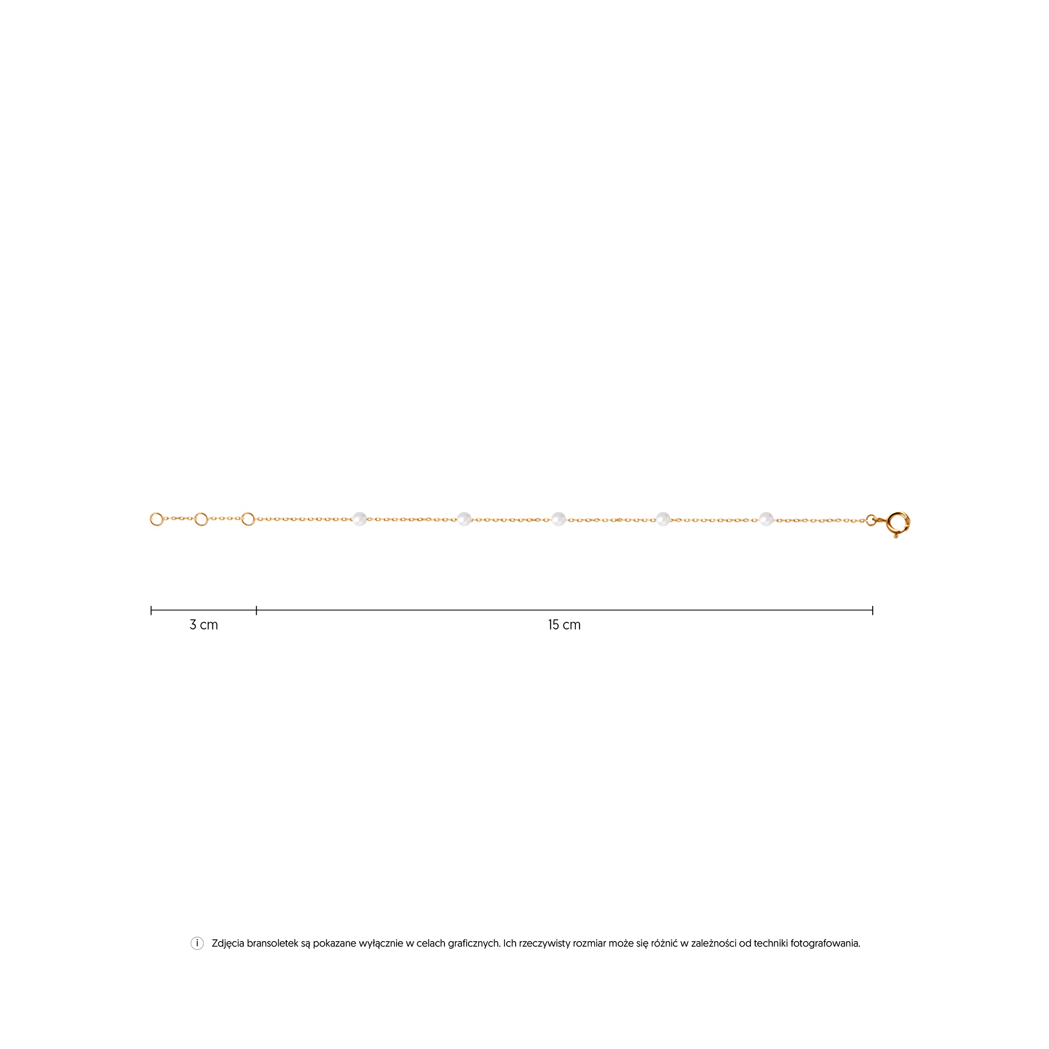 Bransoletka celebrytka złota 585 z perłą 19cm