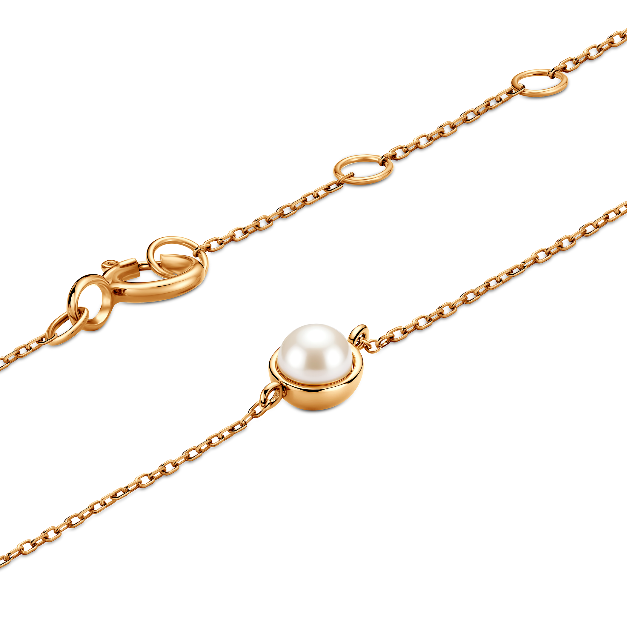 Bransoletka celebrytka złota 585 z perłą 18cm