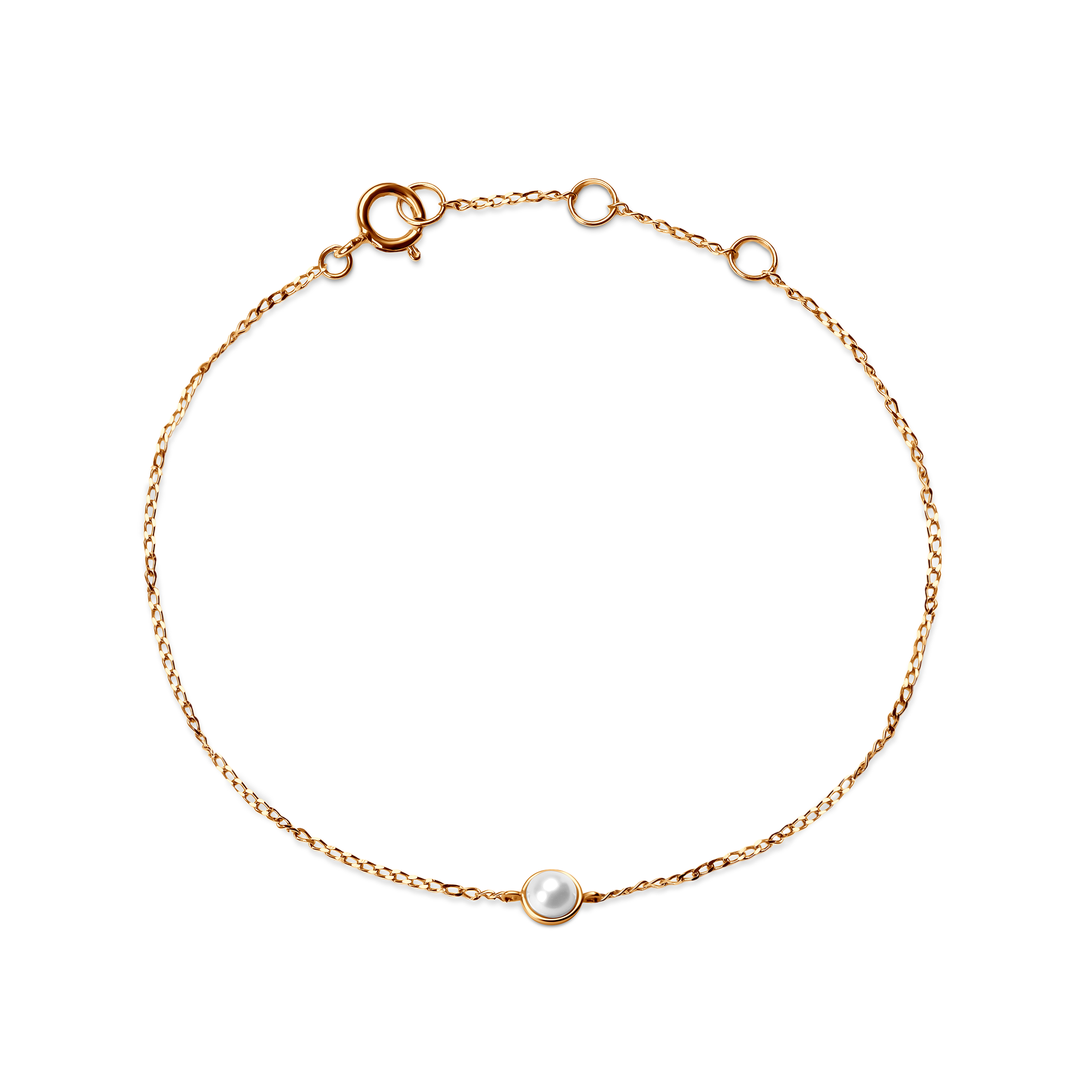 Bransoletka celebrytka złota 585 z perłą 18cm