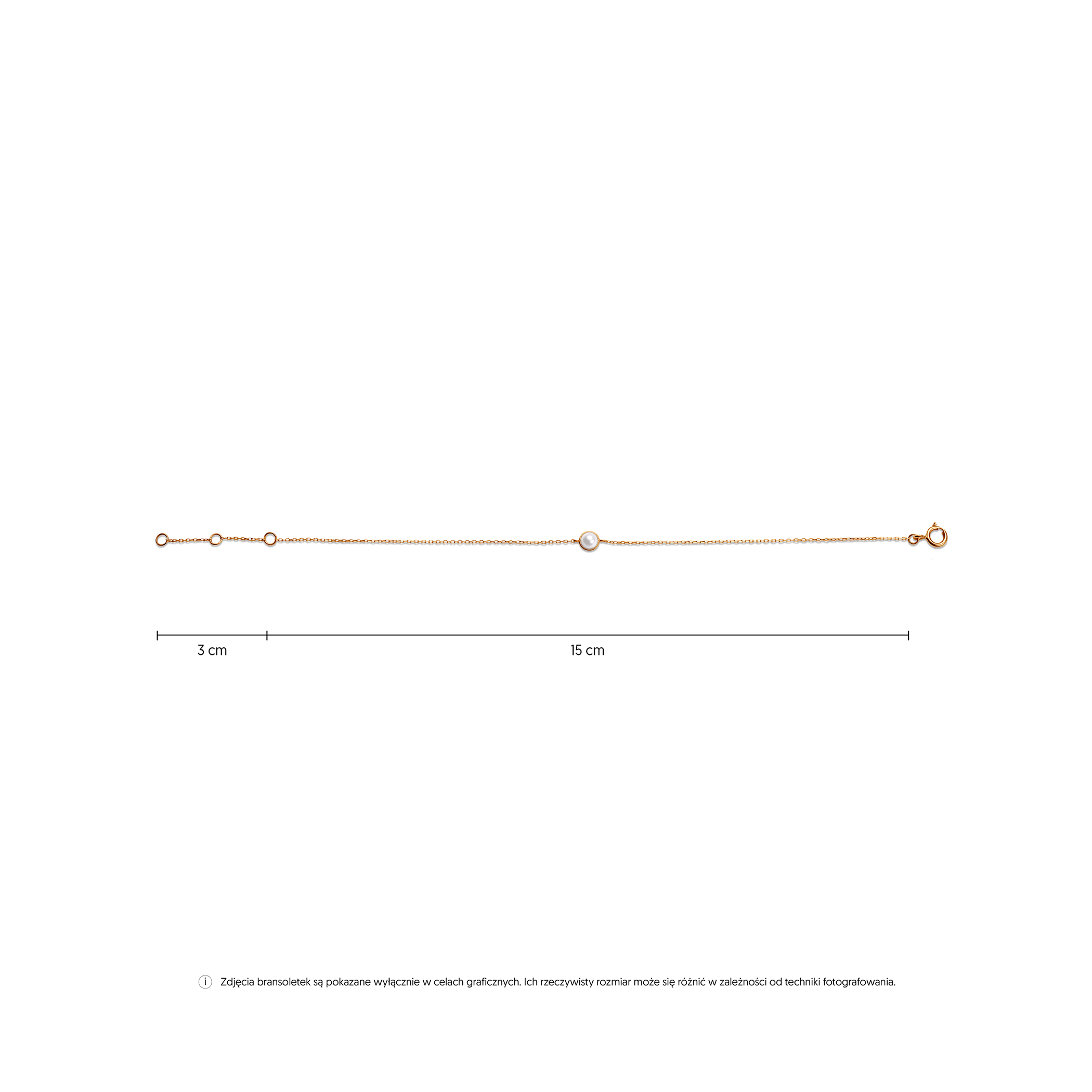 Bransoletka celebrytka złota 585 z perłą 18cm